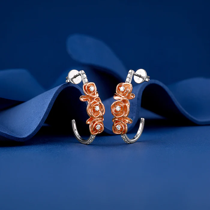 Dual Tone Petals of Her Earrings - Image 2