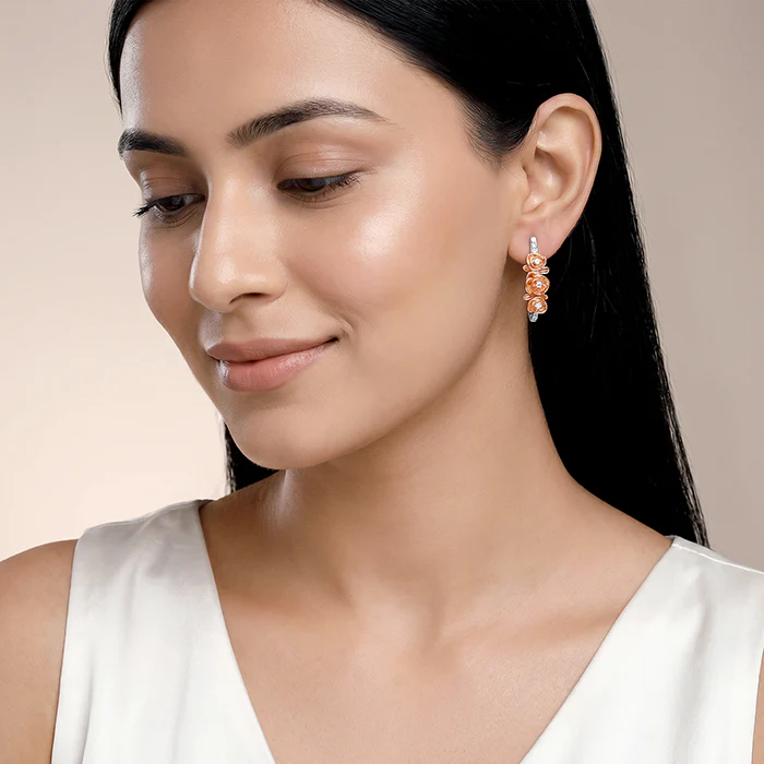 Dual Tone Petals of Her Earrings - Image 3