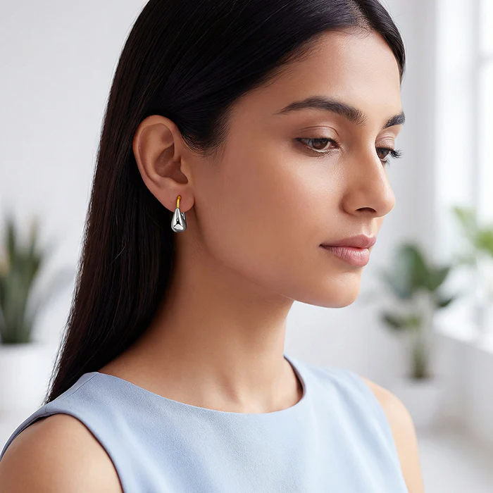 Dual Tone Uniquely Yours Hoop Earrings - Image 3
