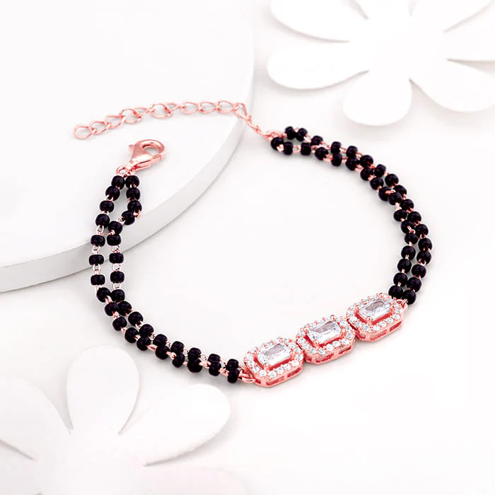 Rose Gold Zircon Radiant Mangalsutra Bracelet - Image 2