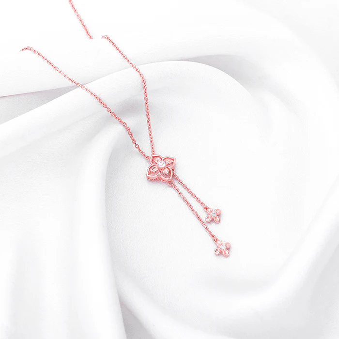 Rose Gold Artsy Floral Necklace - Image 2