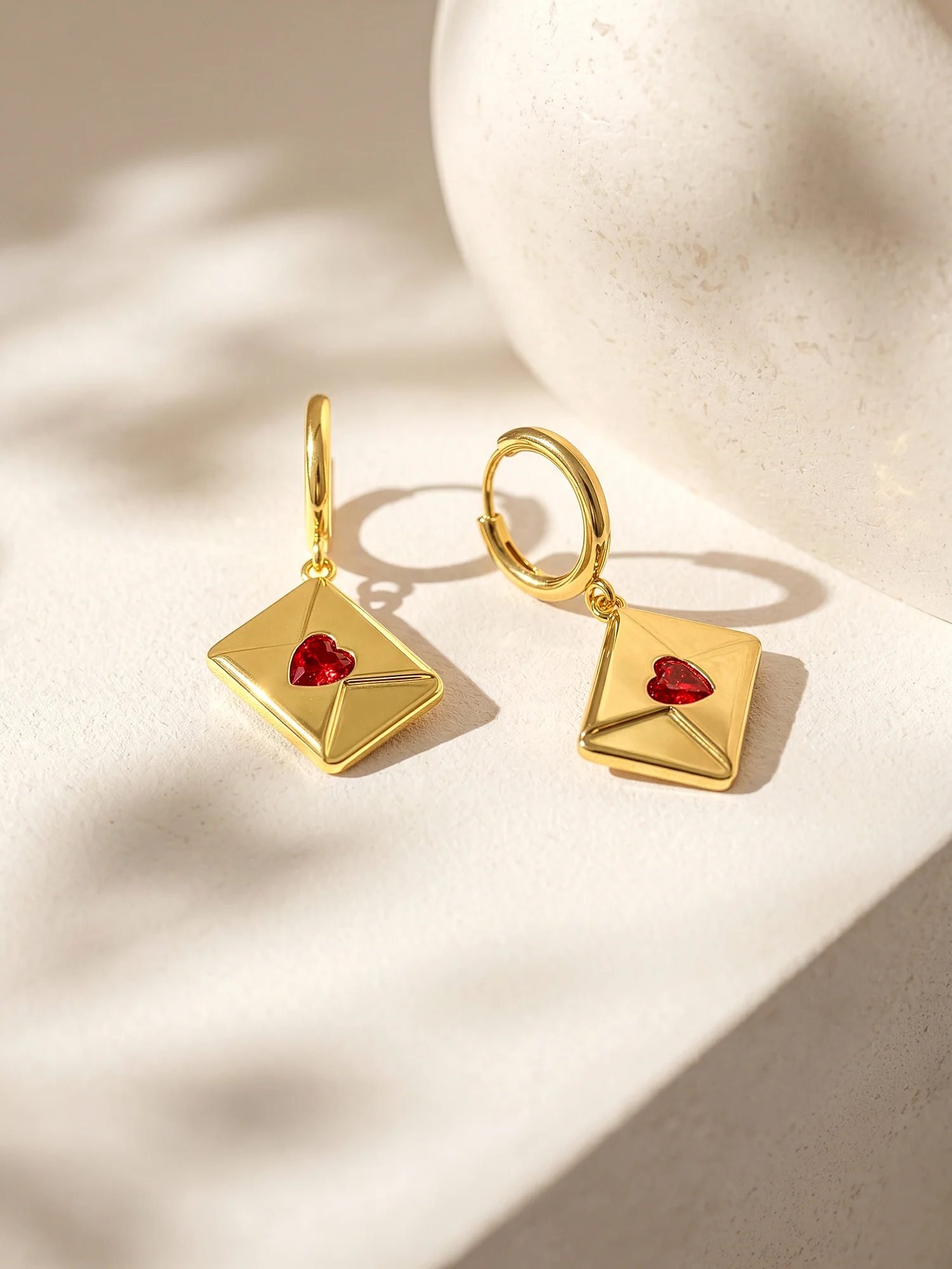 Gem Curve Gold Plated Earrings - Image 2