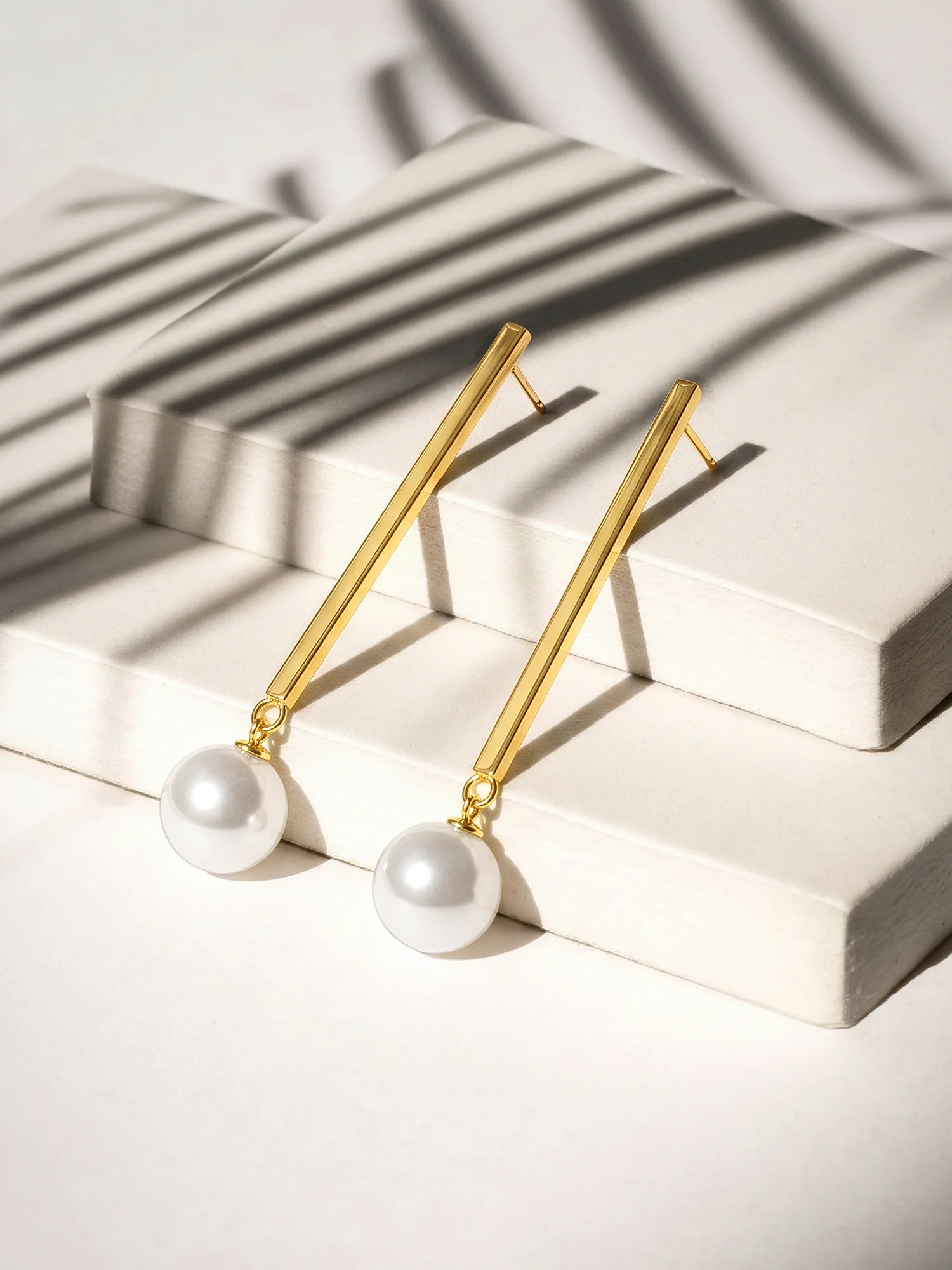 Glow Up Pearl Gold Plated Earrings - Image 2
