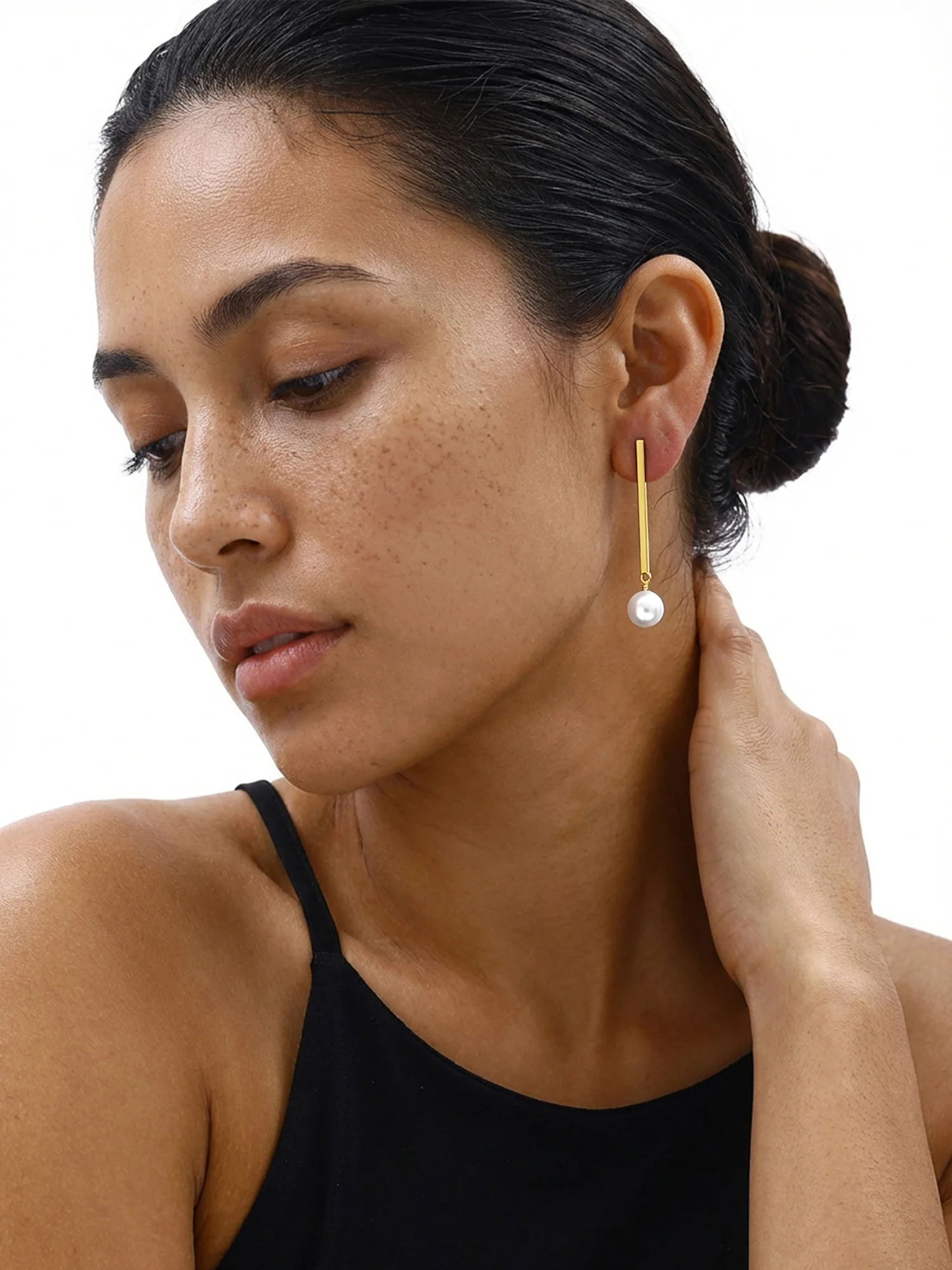 Glow Up Pearl Gold Plated Earrings - Image 3