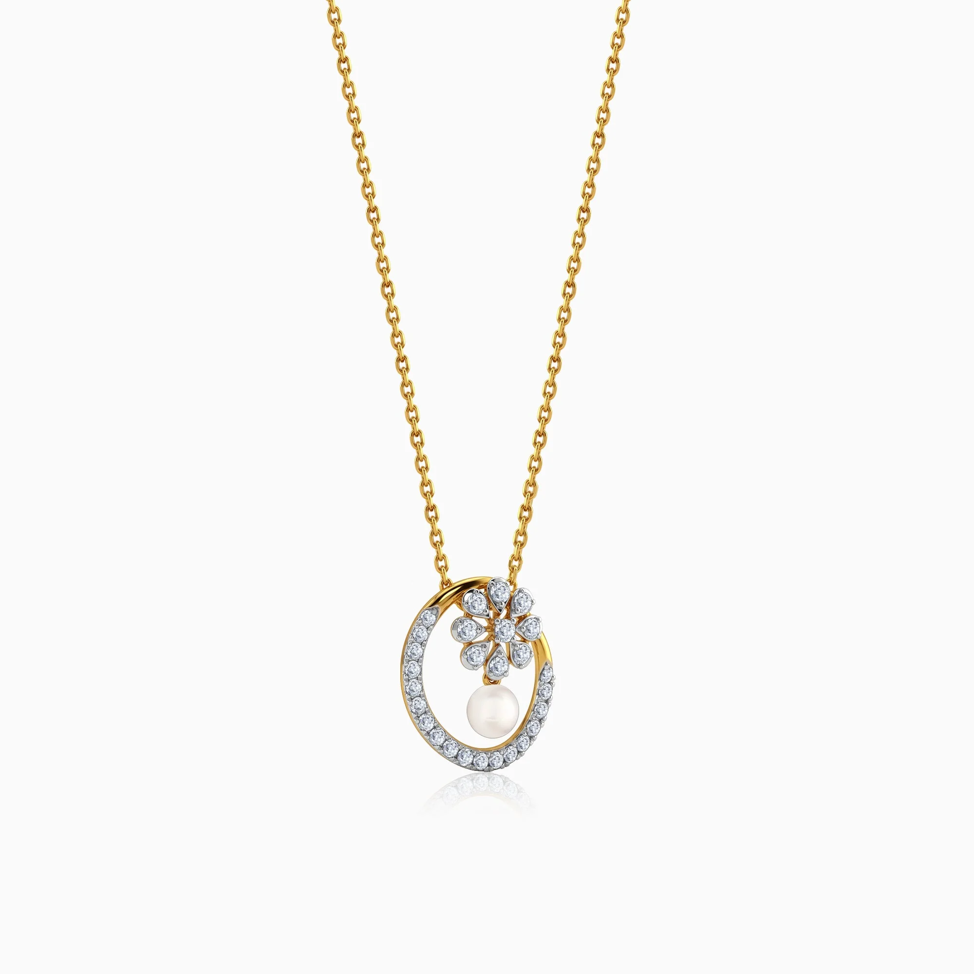 Gold Amata Floral Lab Grown Diamond Pendant - Image 4