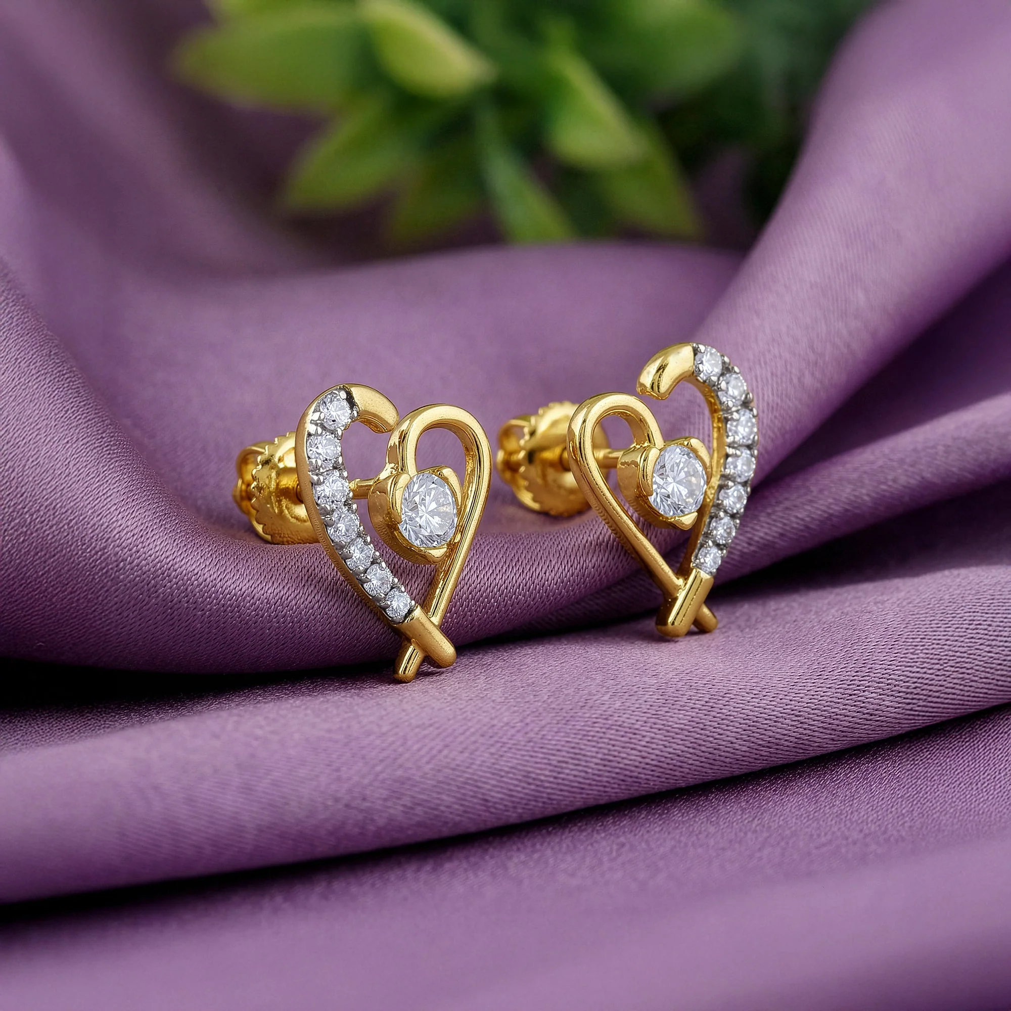 Gold Amora Crown Lab Grown Diamond Earrings - Image 2