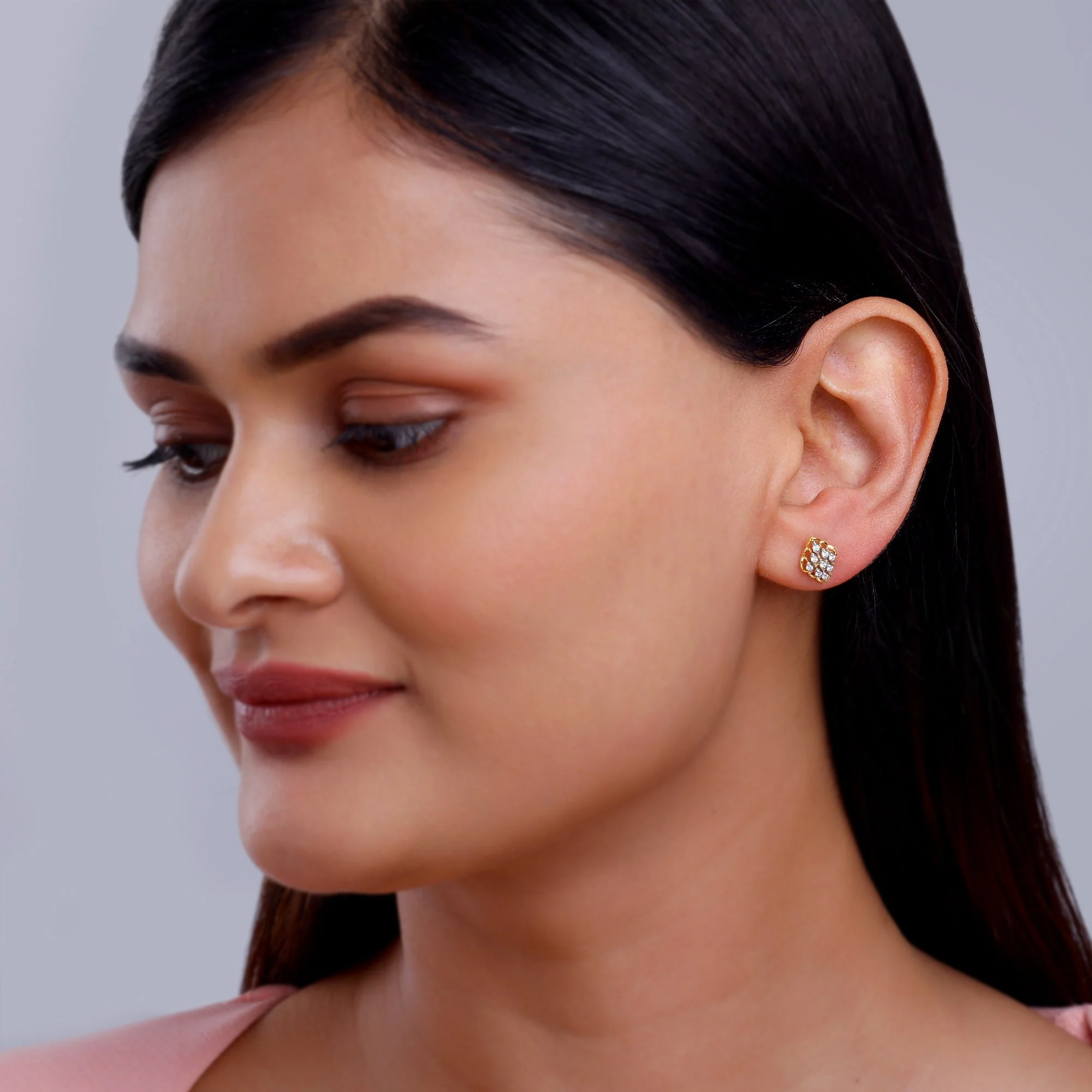 Gold Labyrinth Lab Grown Diamond Earrings - Image 3