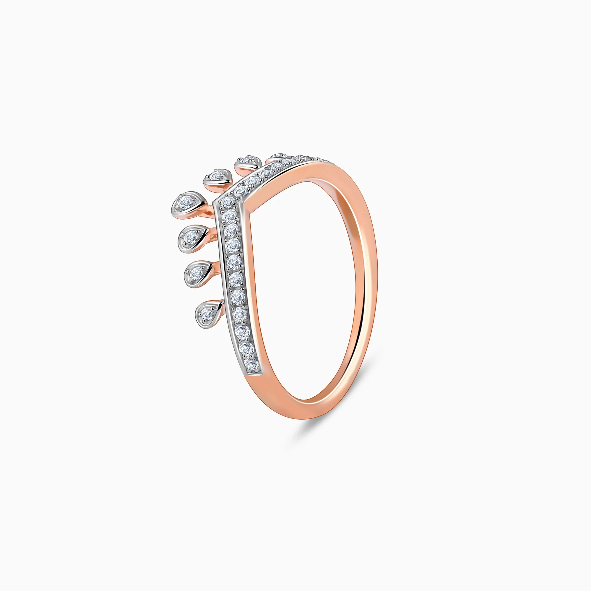 Rose Gold Tiara Crown Lab Grown Diamond Ring - Image 4