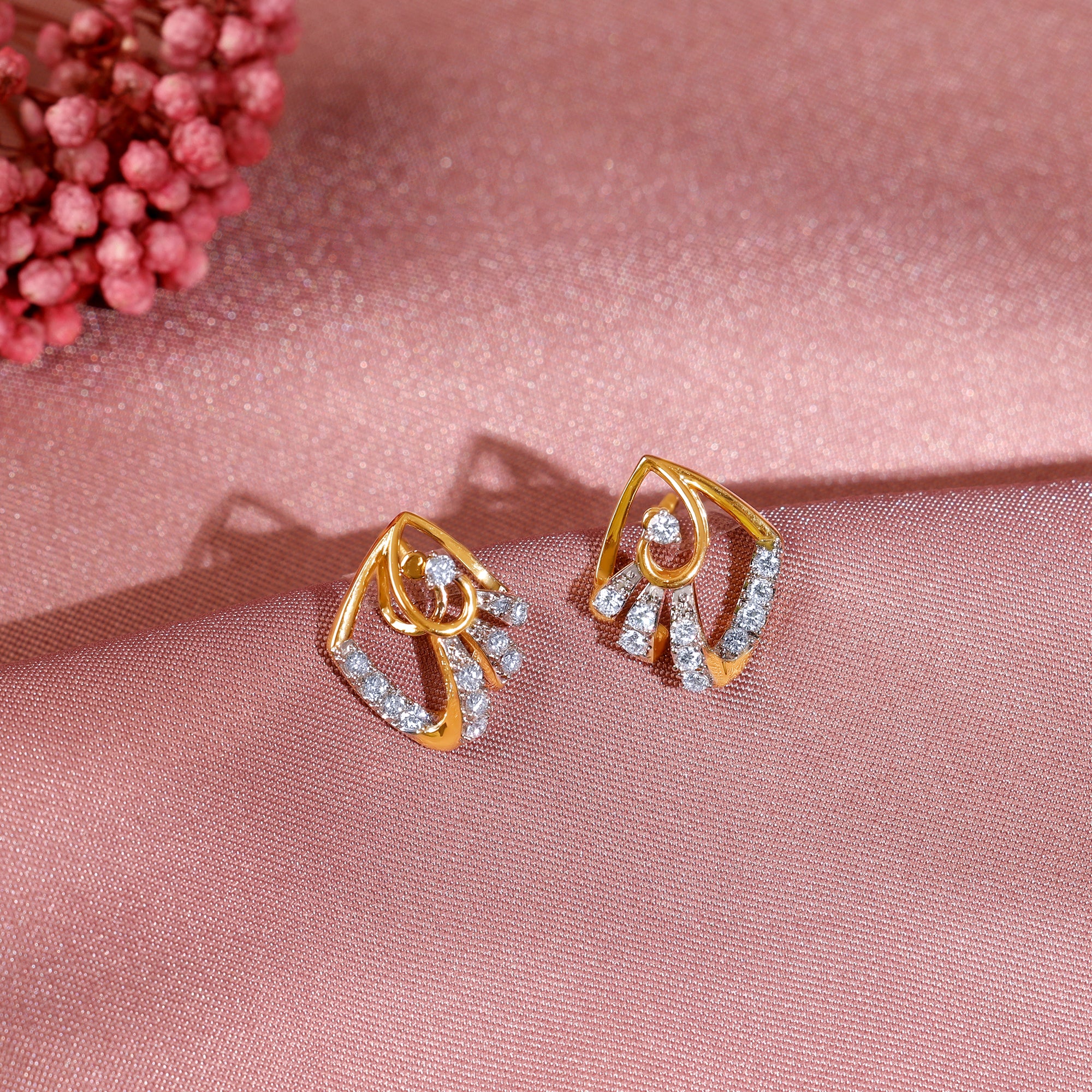Gold Angular Lab Grown Diamond Studs - Image 2