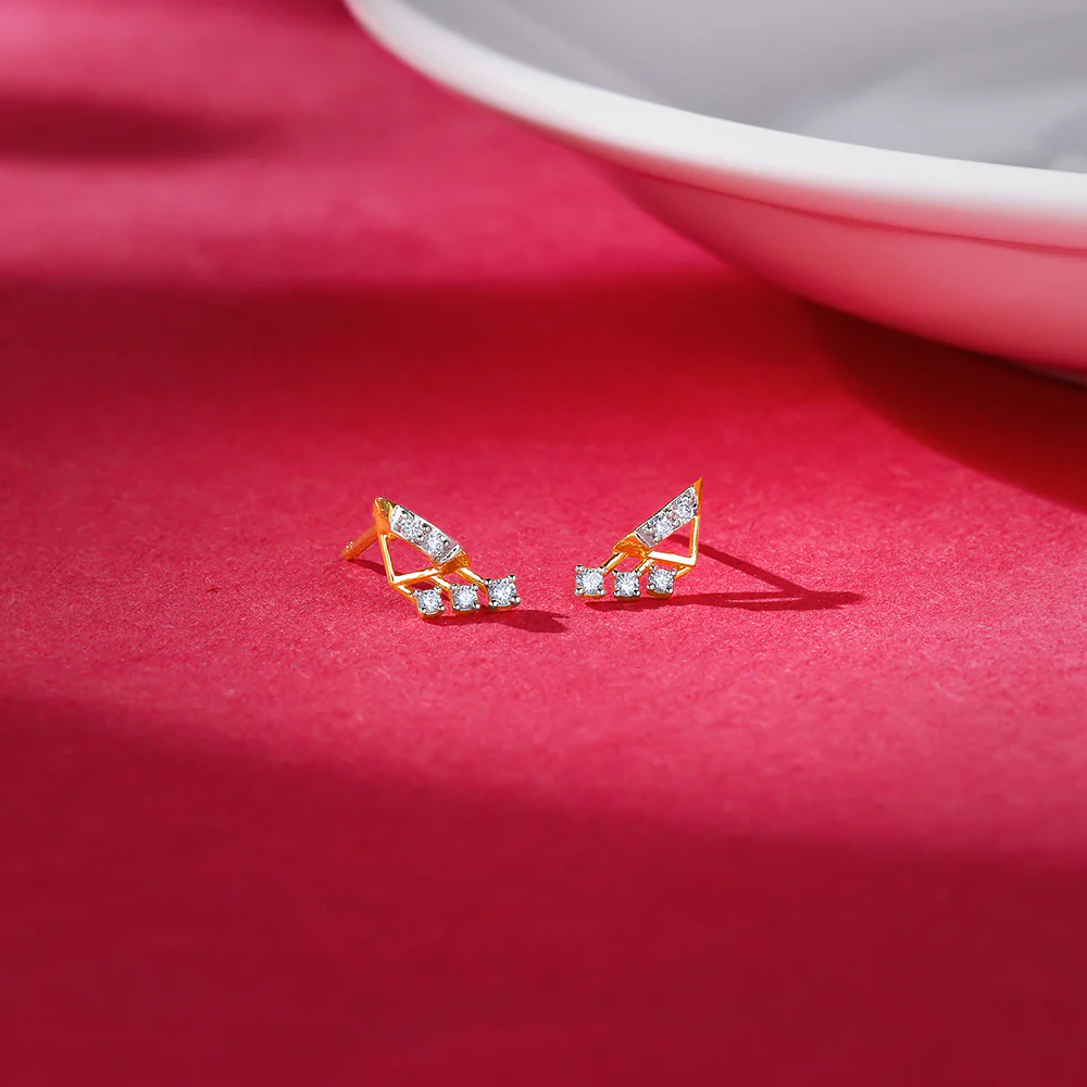 Gold Archer Diamond Earrings - Image 2