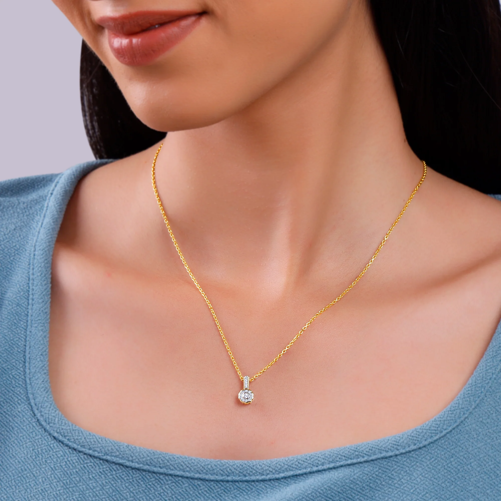 Gold Aurabelle Lab Grown Diamond Pendant - Image 3