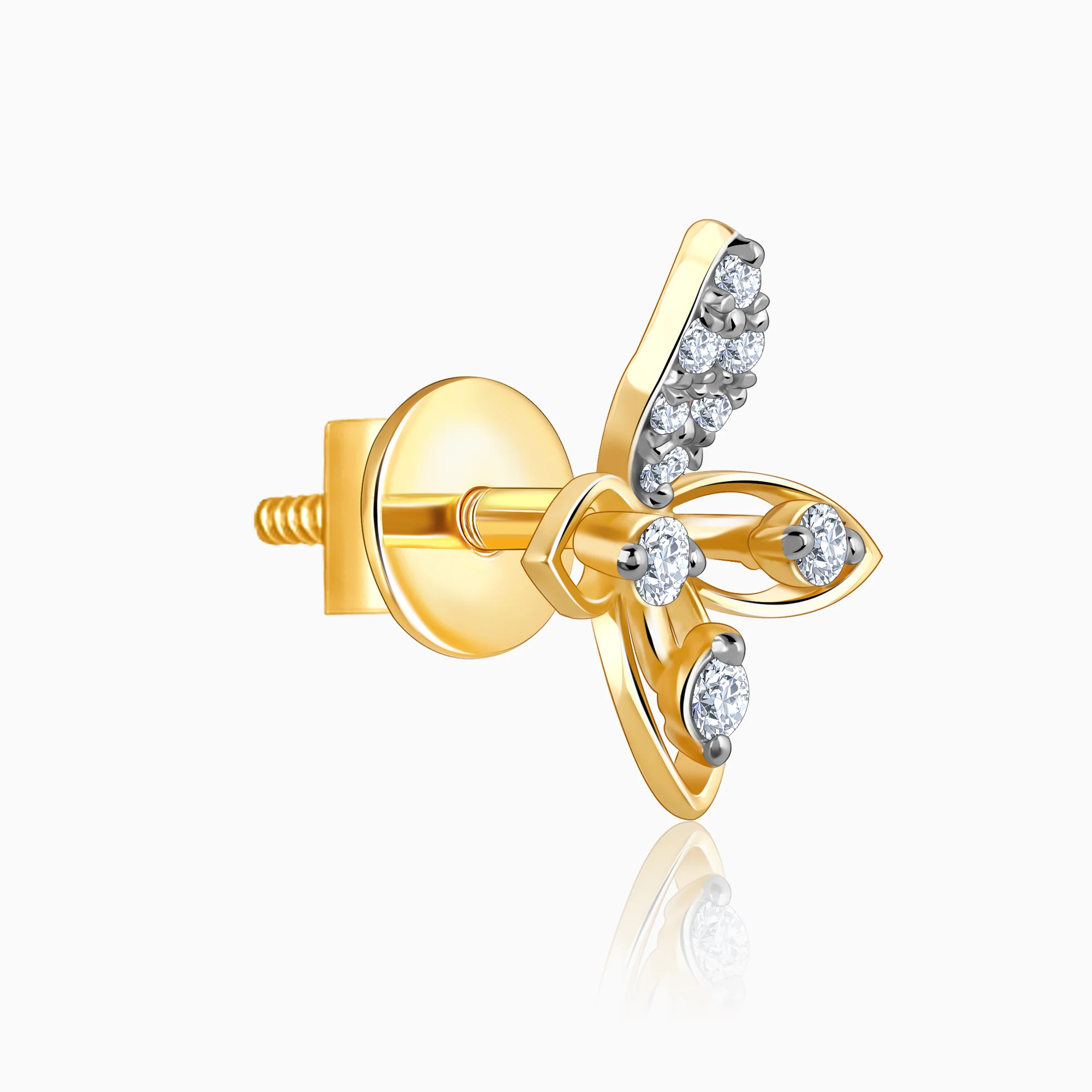 Gold Auric Flower Diamond Earrings - Image 4