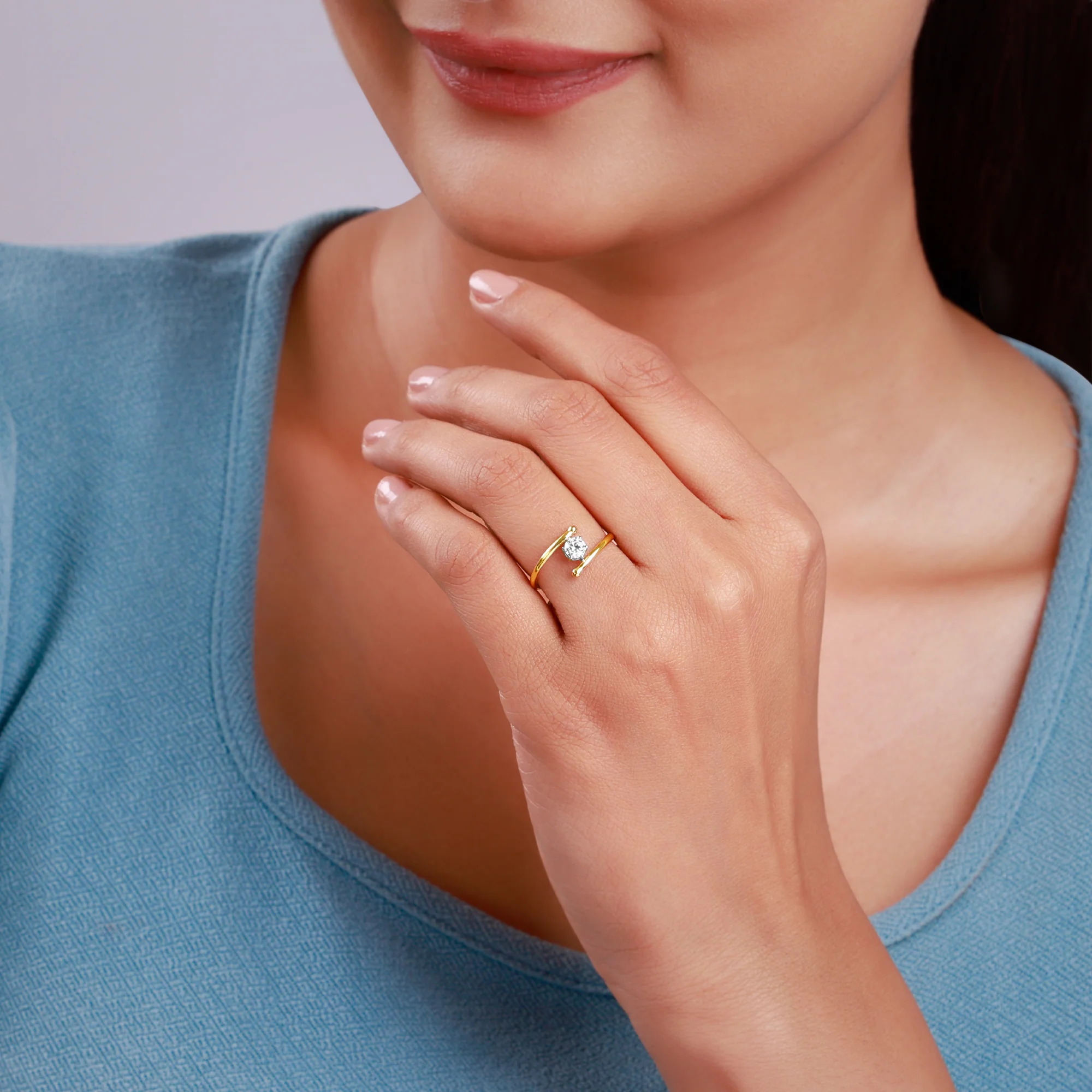 Gold Auric Solitaire Lab Grown Diamond Ring - Image 3