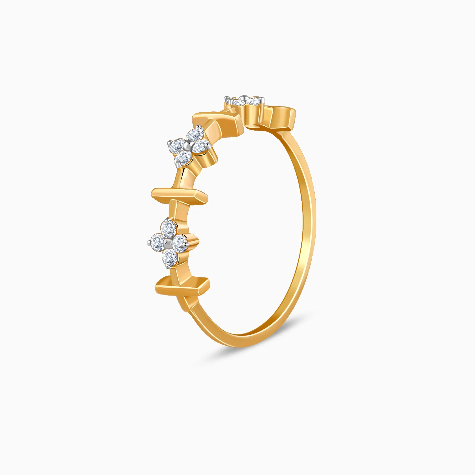 Gold Aurora Flower Lab Grown Diamond Ring - Image 4