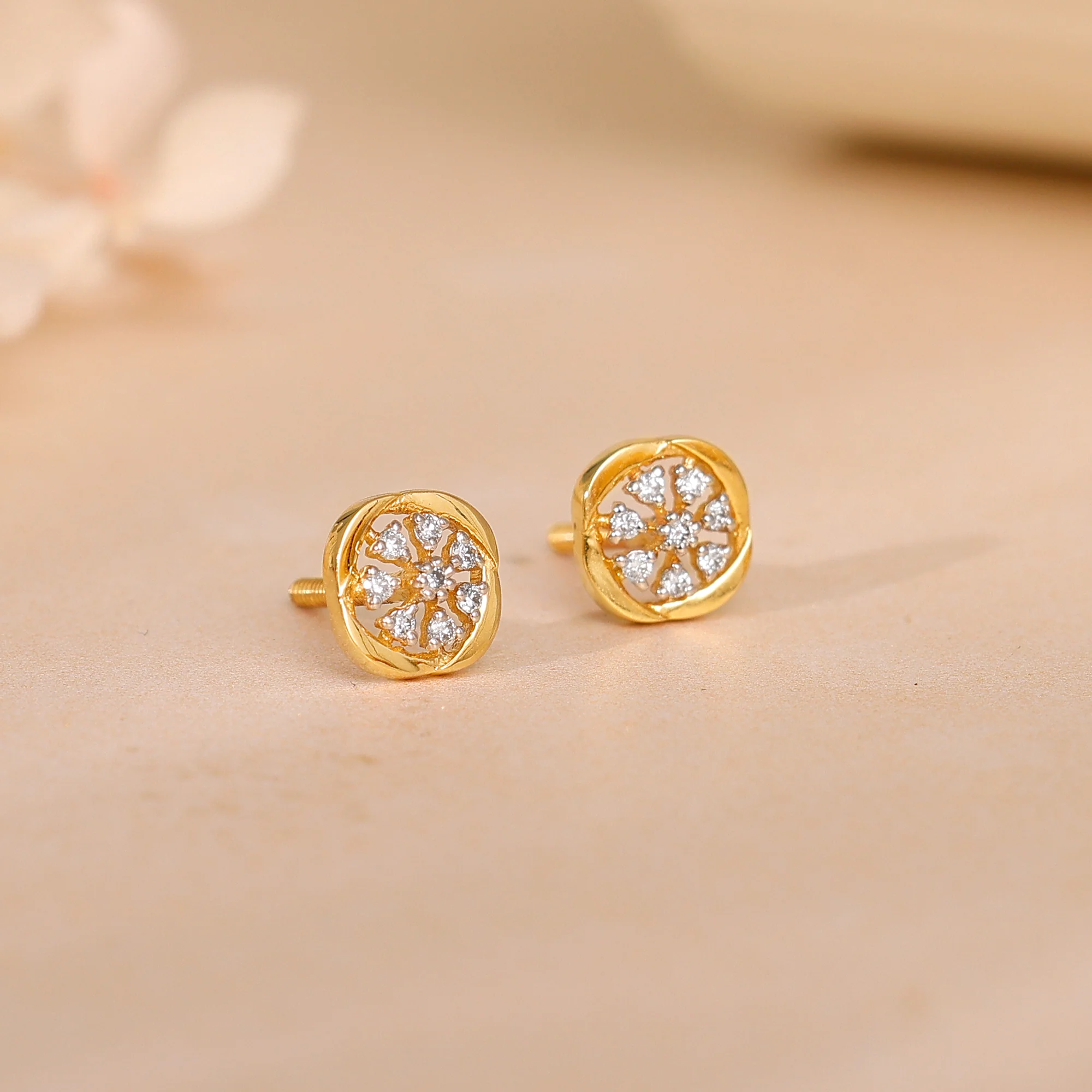 Gold Beauty In Nature Lab Grown Diamond Earrings - Image 2