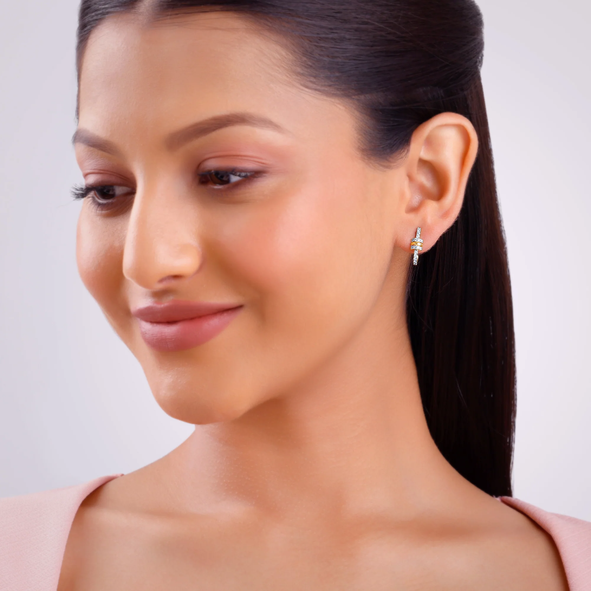 Gold Bela J Hoops Lab Grown Diamond Earrings - Image 3