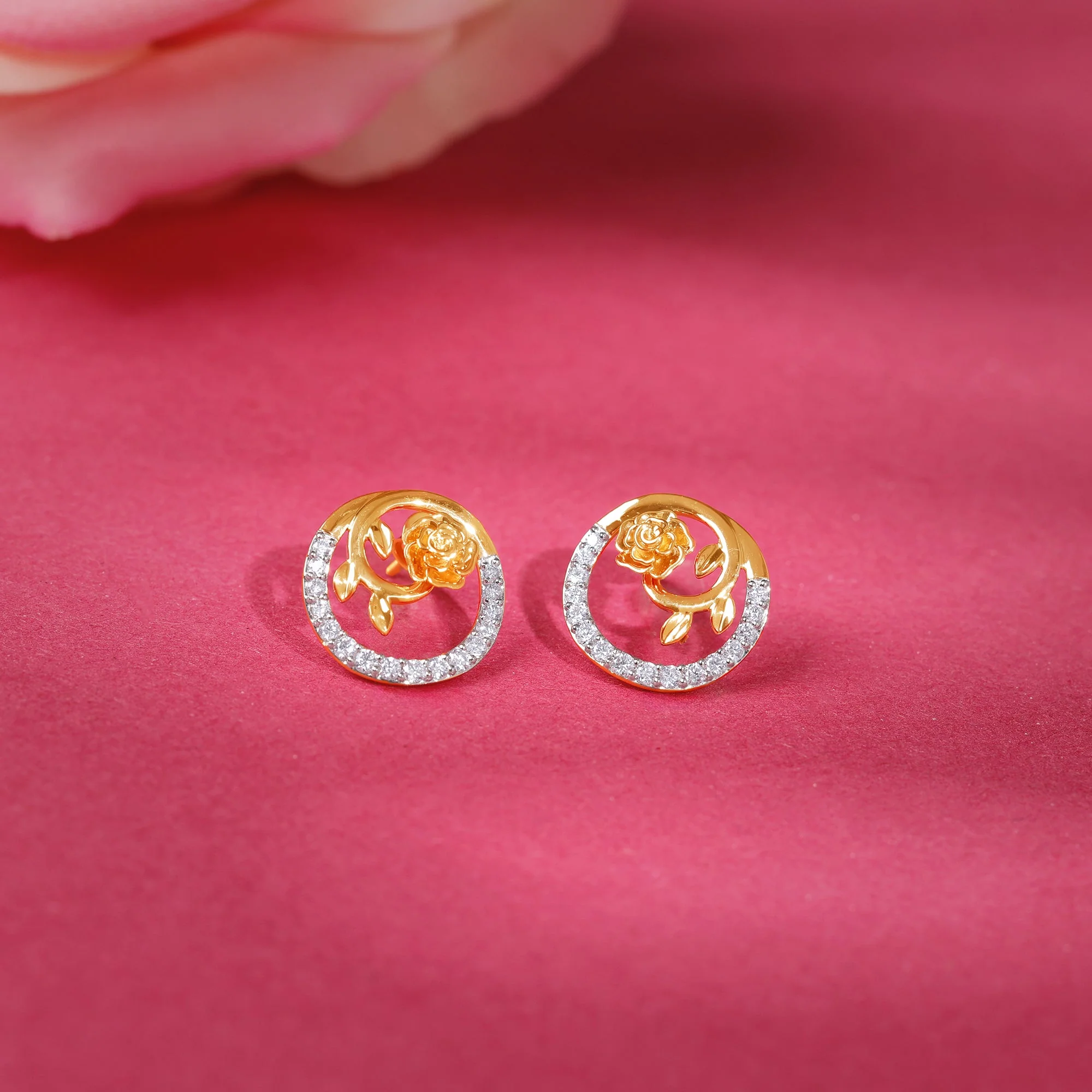 Gold Blissful Shine Lab Grown Diamond Stud Earrings - Image 2