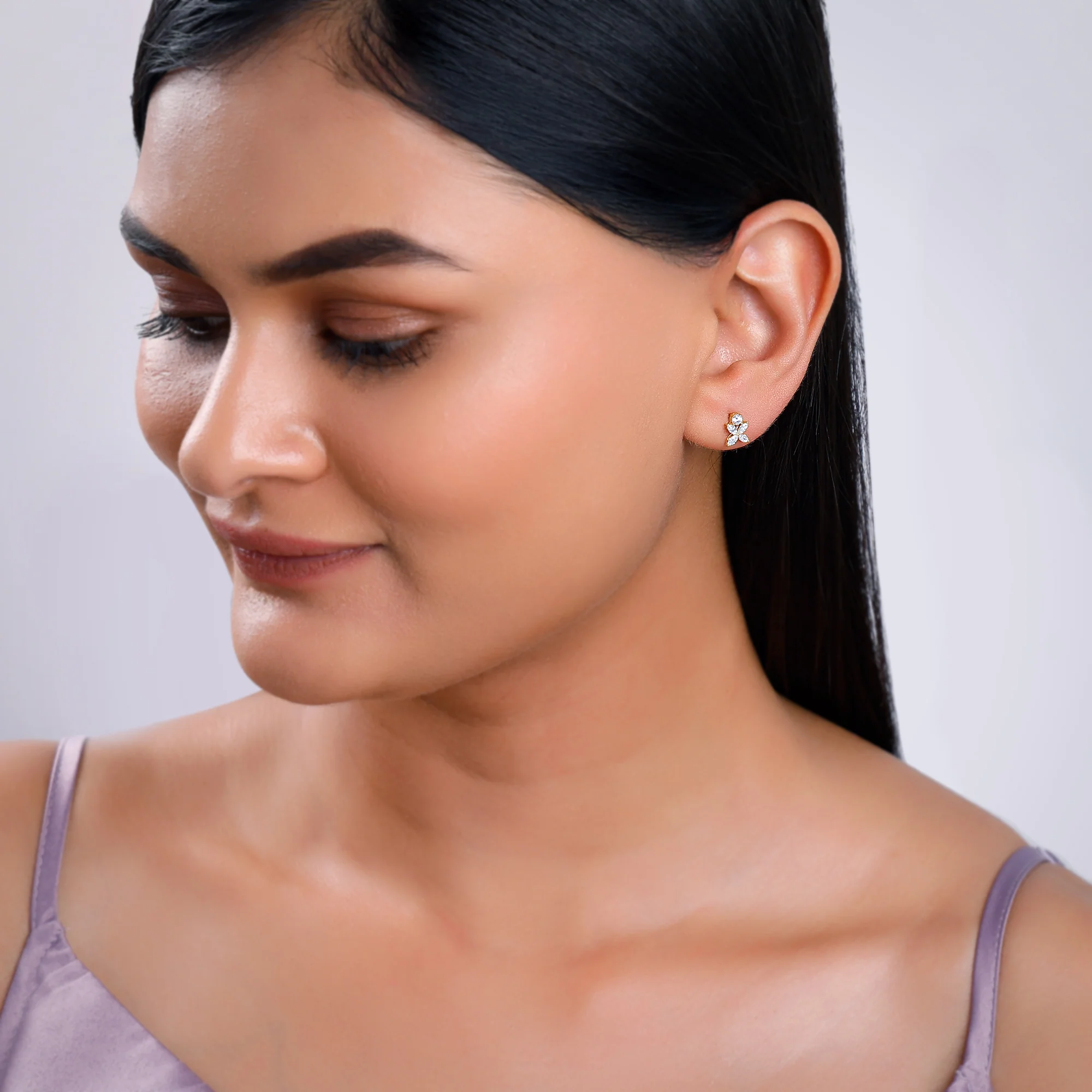 Gold Blooming Aura Lab Grown Diamond Earrings - Image 3