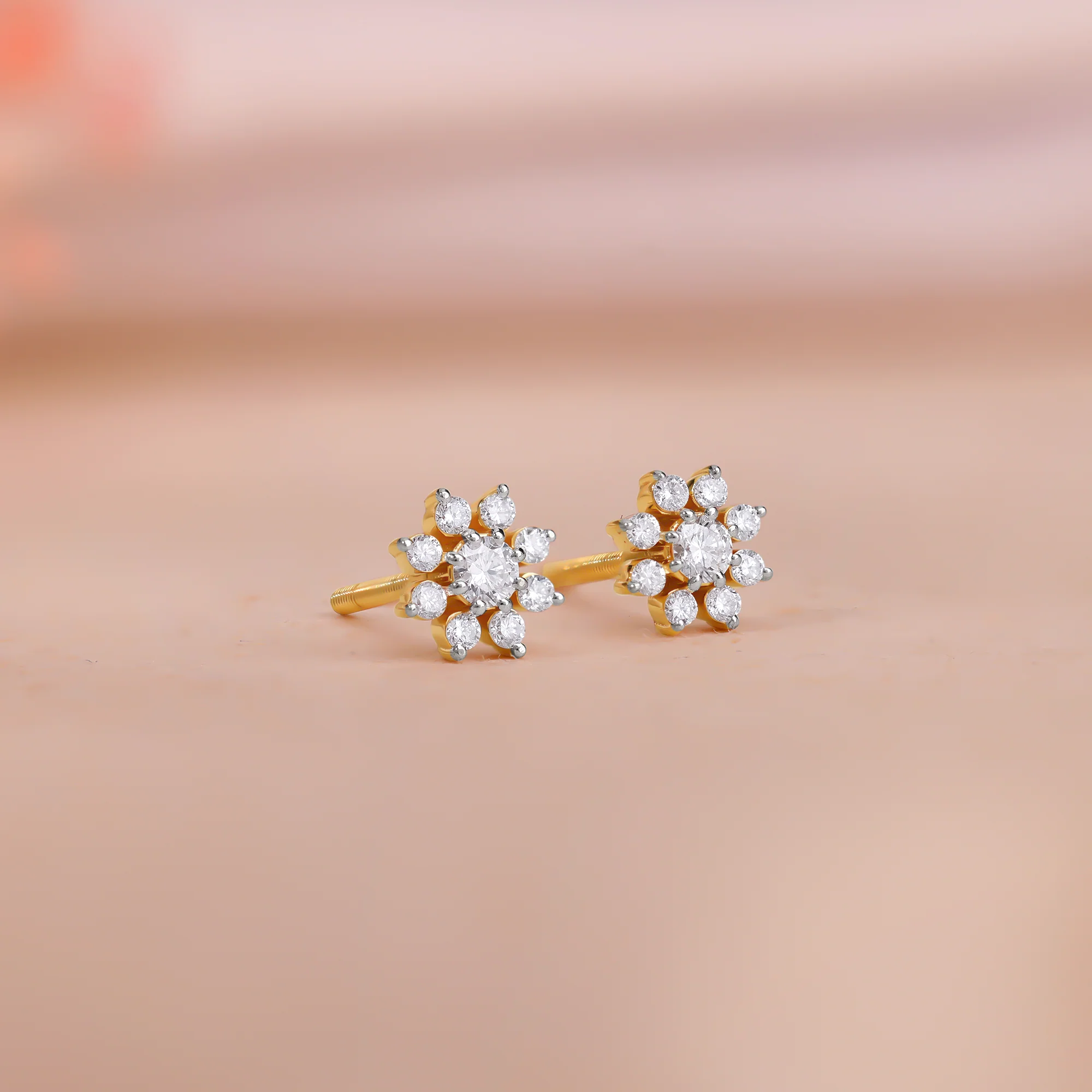 Gold Blooming Cluster Lab Grown Diamond Stud Earrings - Image 2