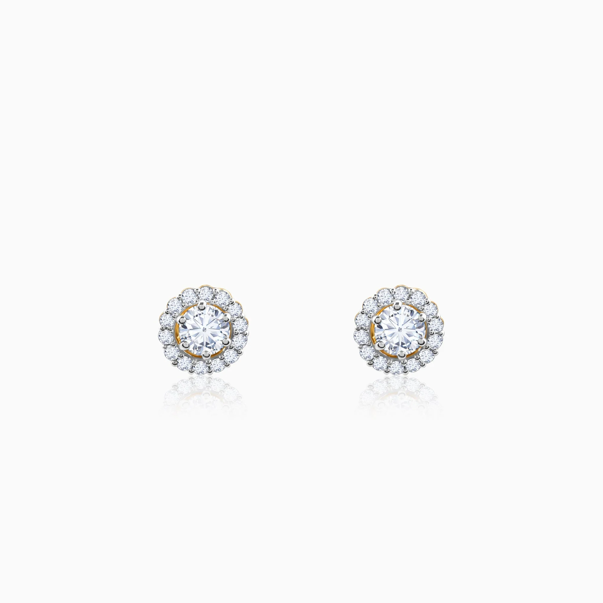 Gold Blossom Halo Lab Grown Diamond Earrings - Image 2