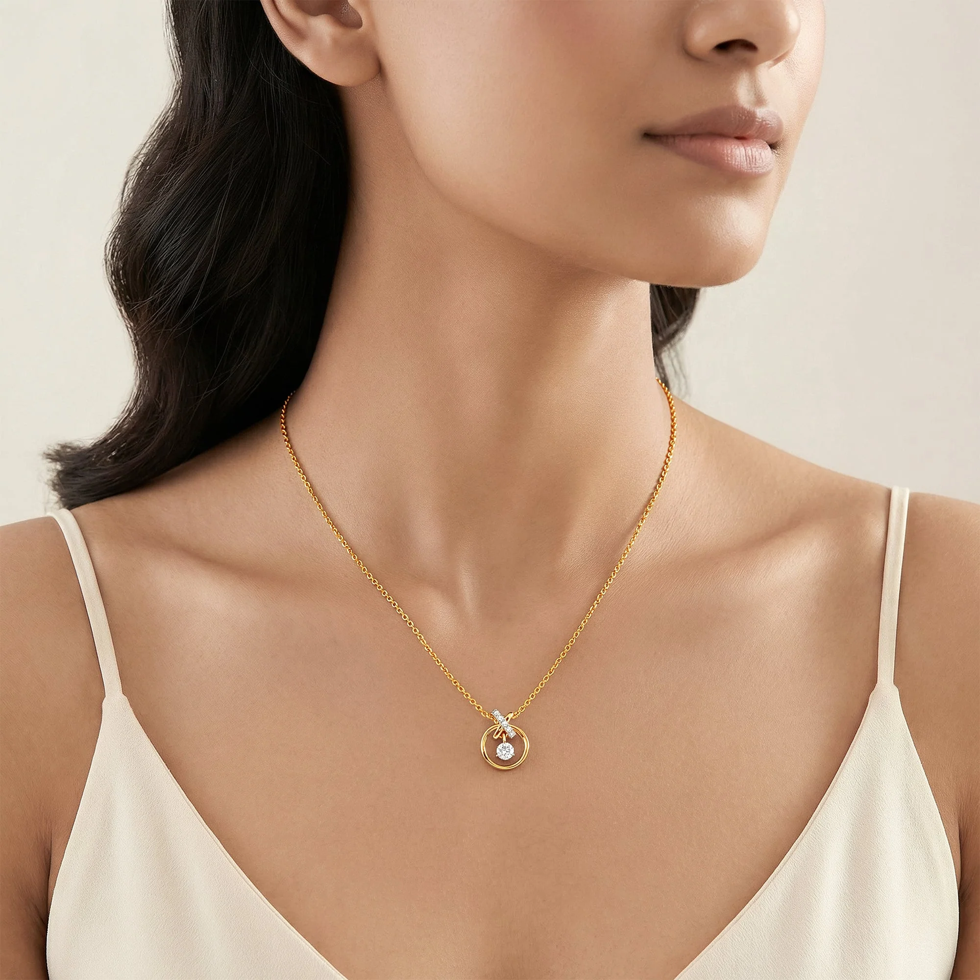 Gold Borealis Lab grown Diamond Pendant - Image 3