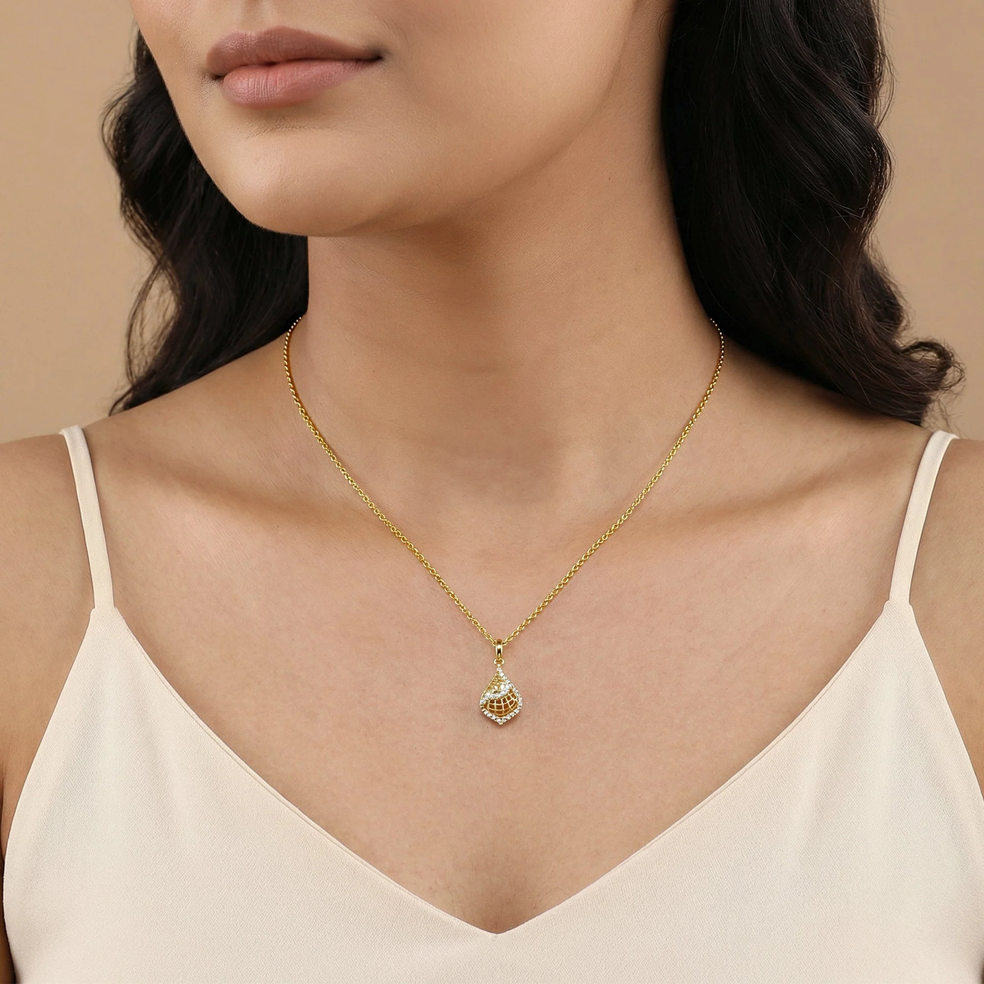 Gold Carey Lab Grown Diamond Pendant - Image 3