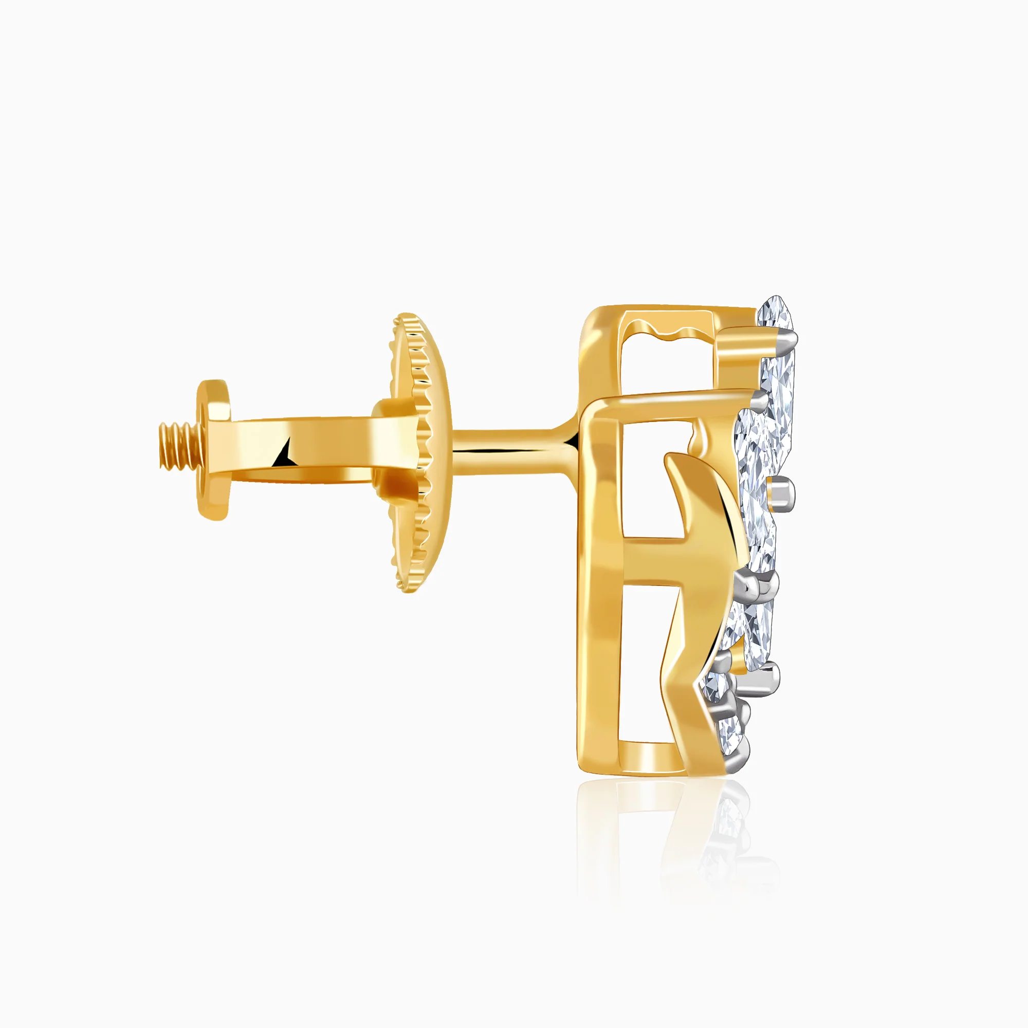 Gold Celeste Swirl Lab Grown Diamond Earrings - Image 5