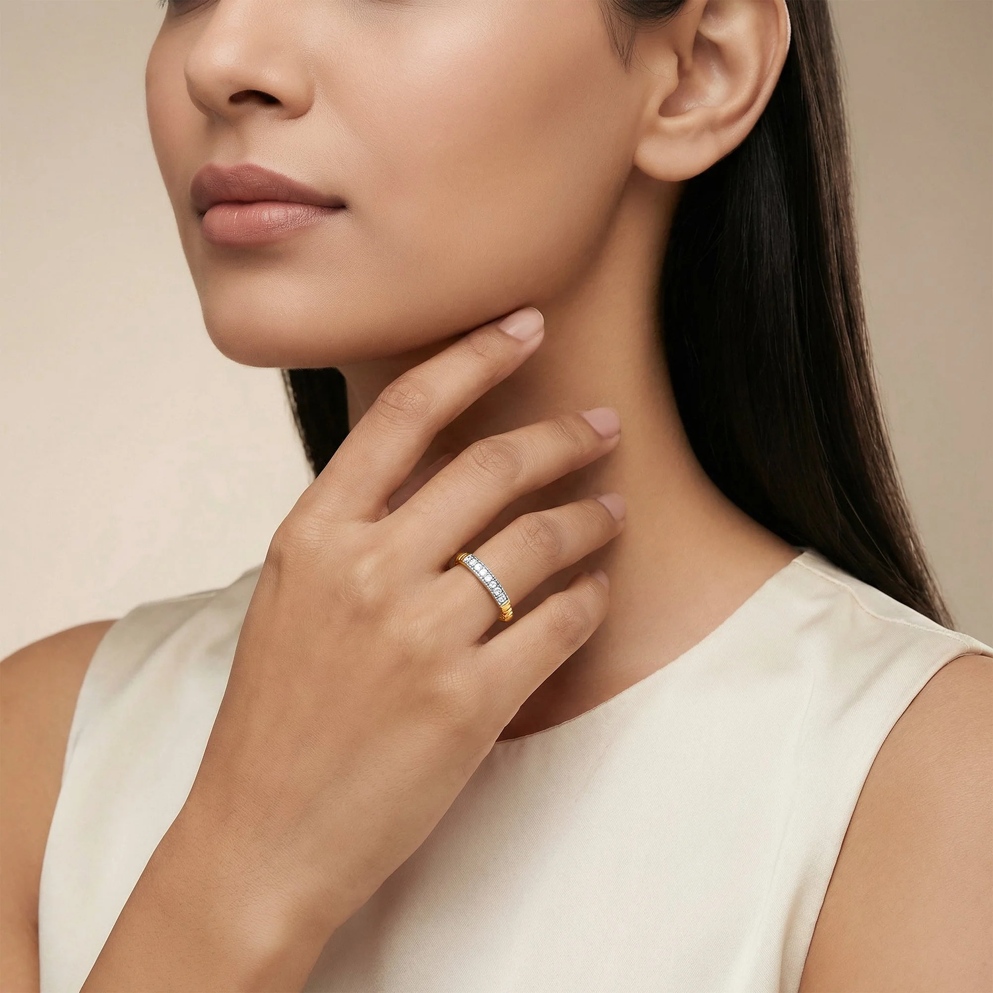 Gold Channel Set Lab grown Diamond Ring (Size 12) - Image 3