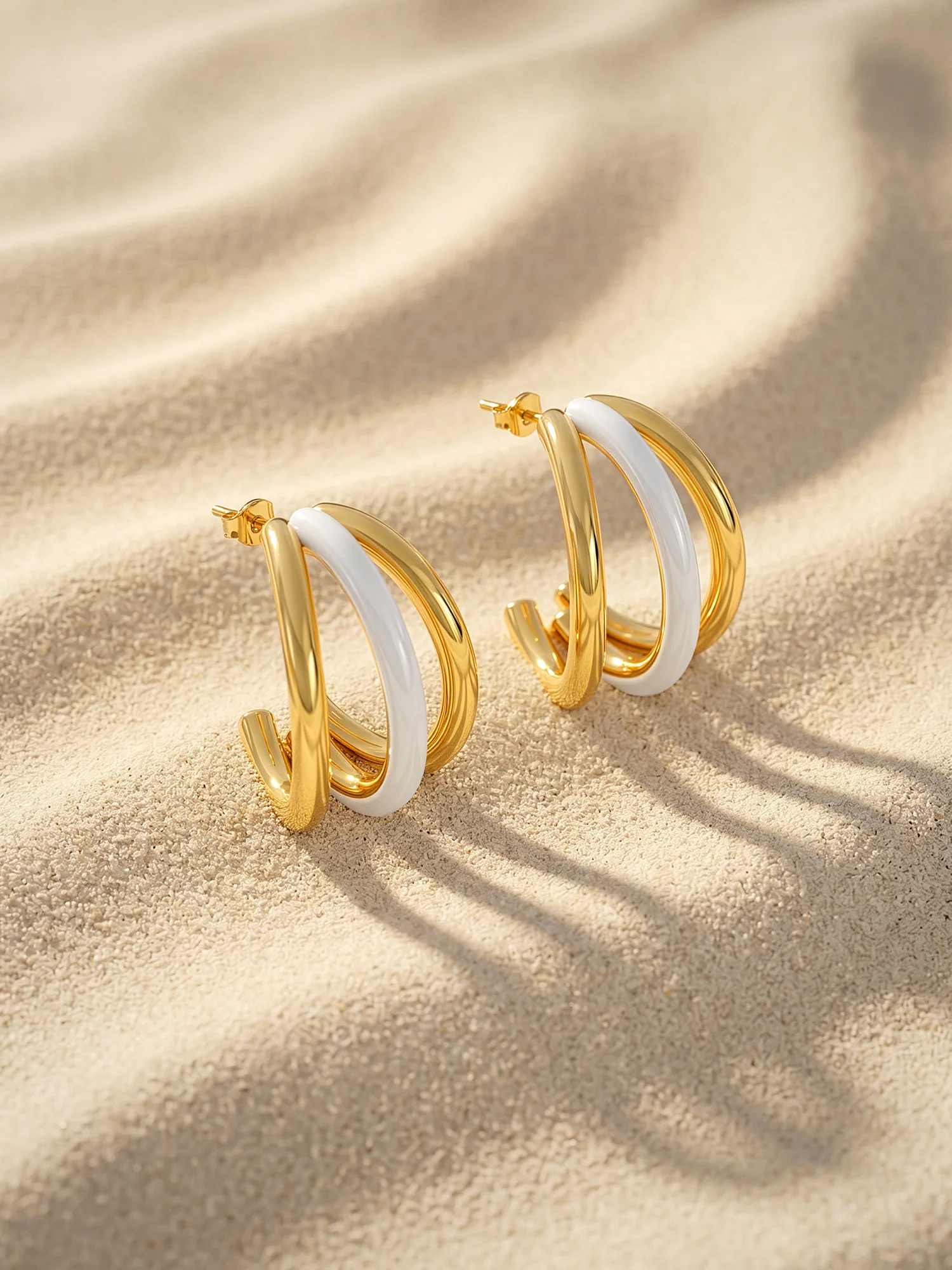 Gold Chunky Triplet Earring for Her - Image 2
