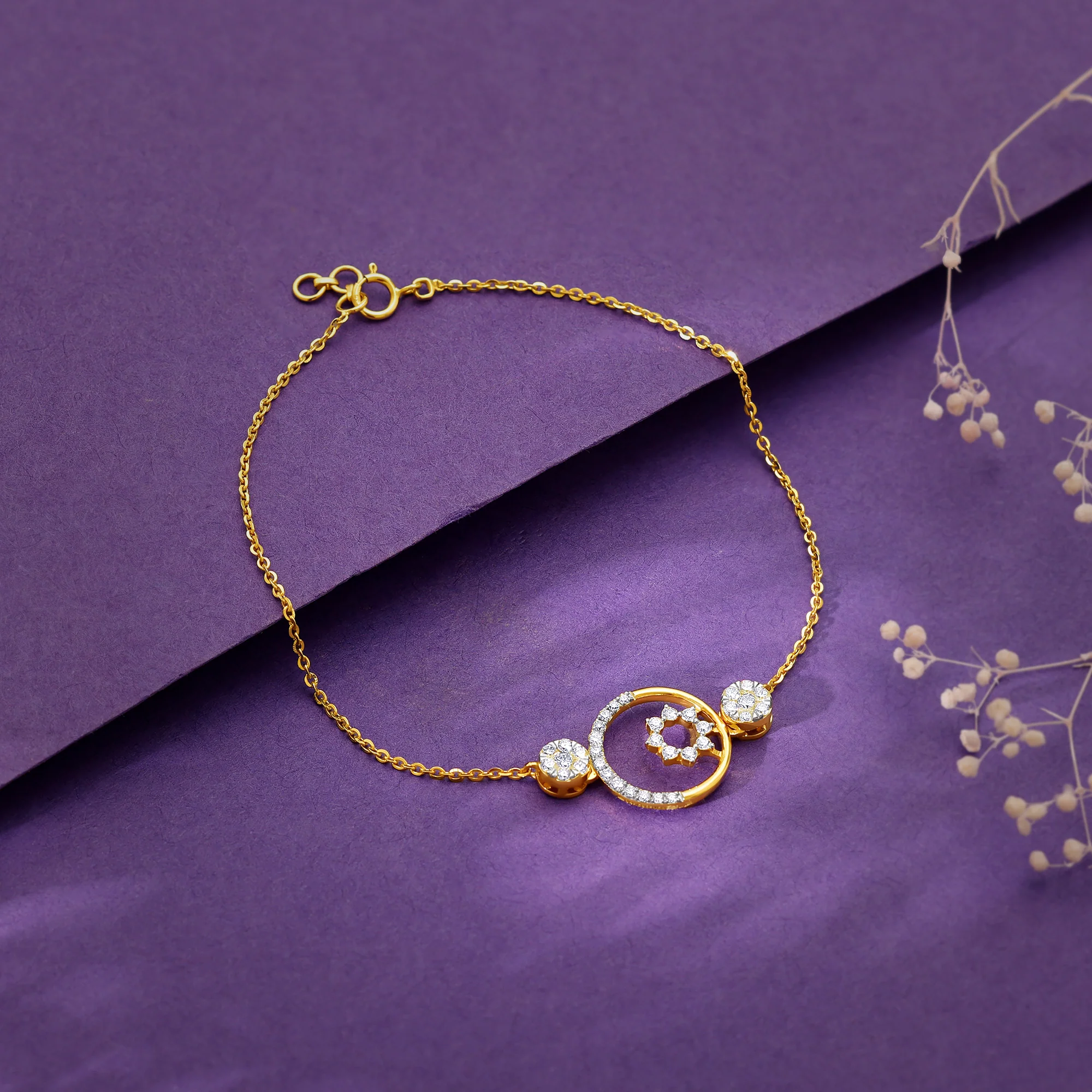 Gold Circular Magic Diamond Bracelet - Image 2