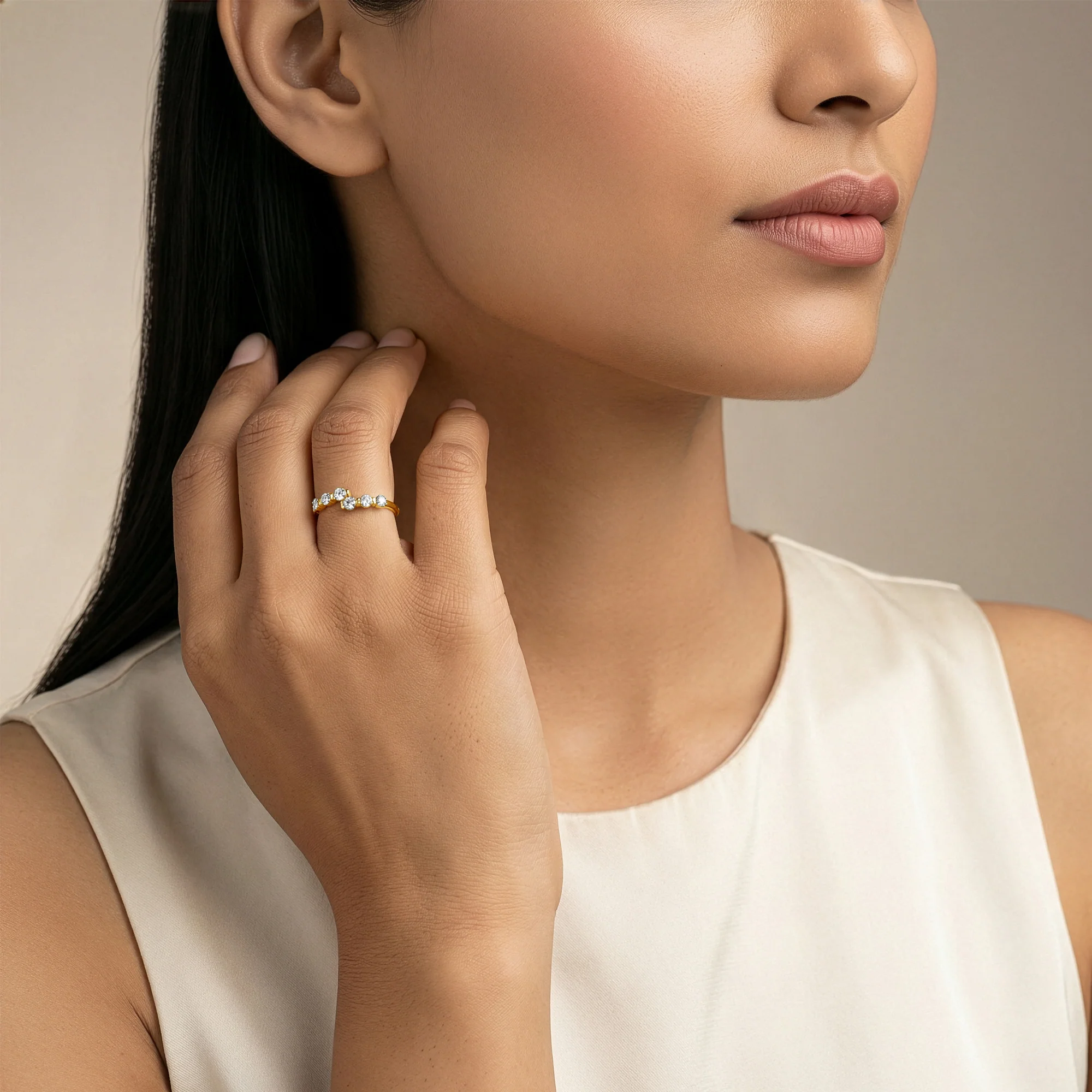 Gold Classic Curve Lab Grown Diamond Ring (Size 12) - Image 3