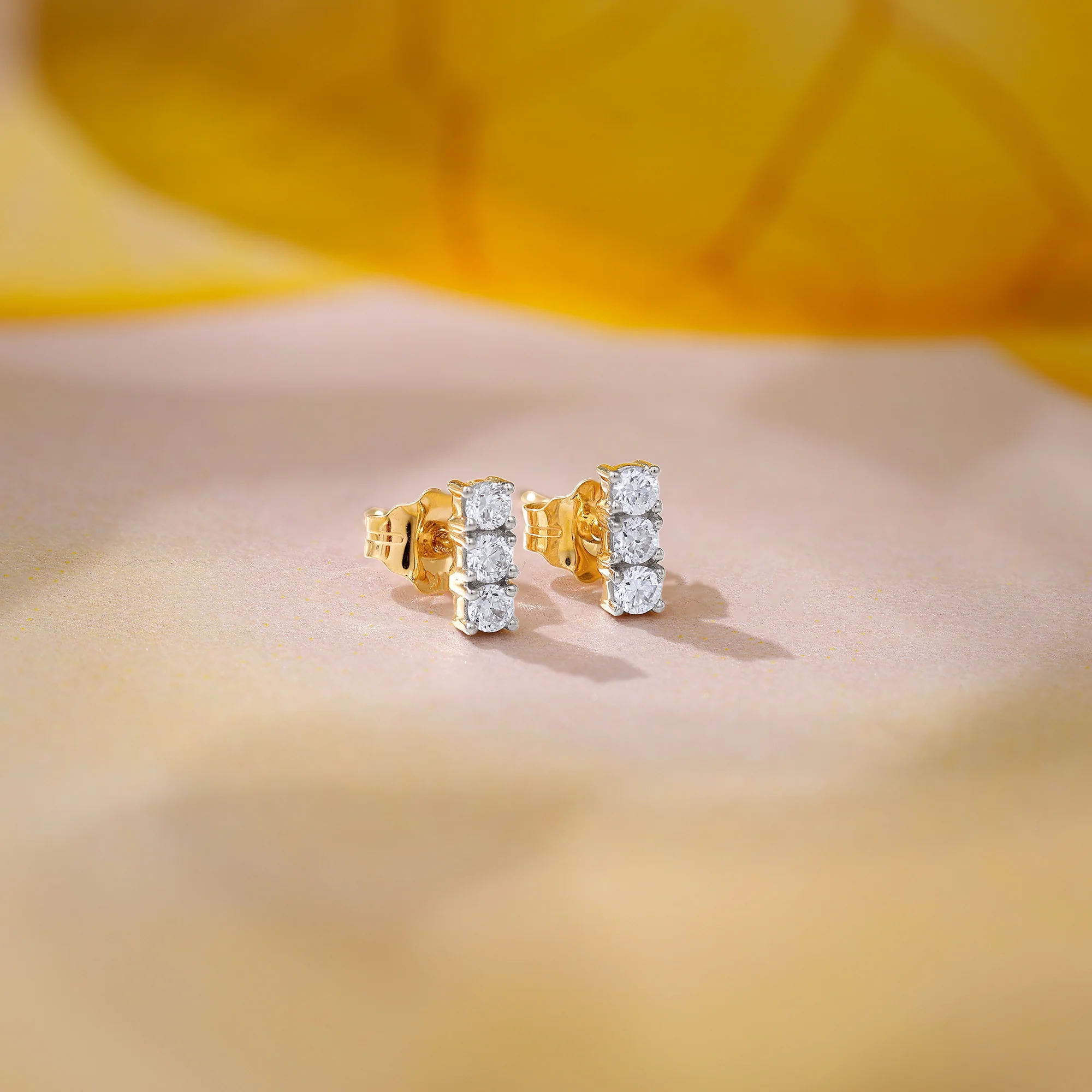 Gold Classic Line Lab Grown Diamond Earrings - Image 2