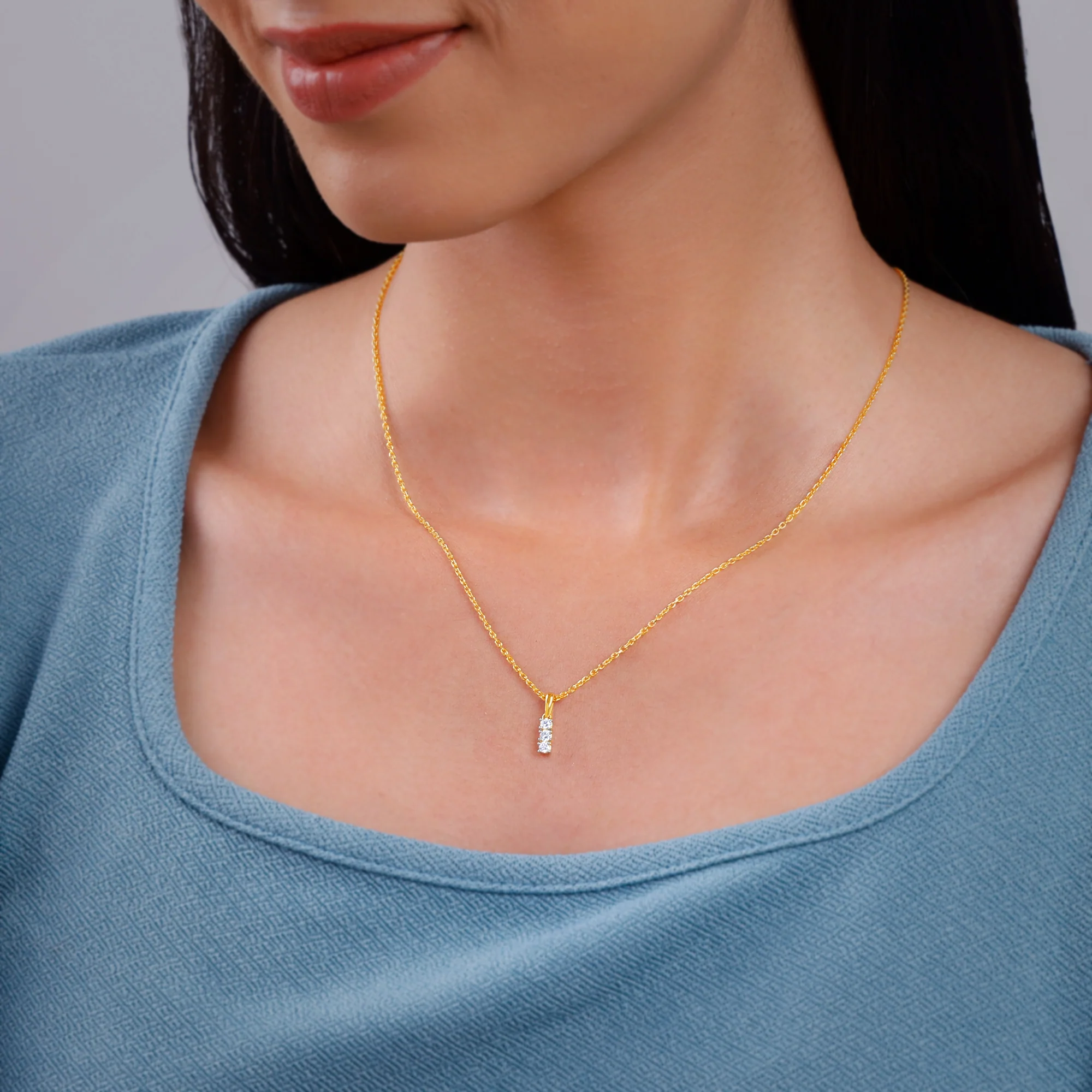 Gold Classic Line Lab Grown Diamond Pendant - Image 3