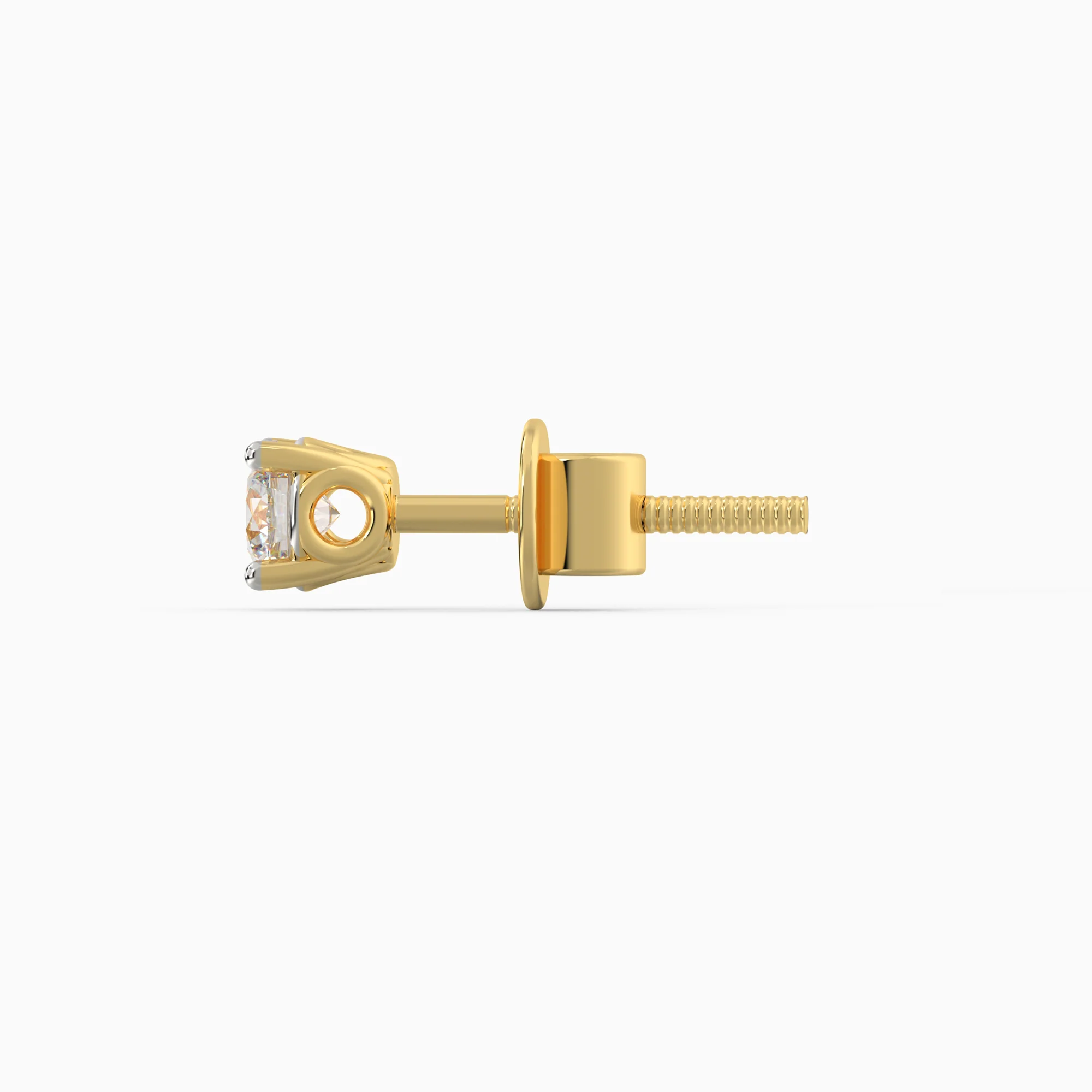 Gold Classic Solitaire Diamond Stud Earrings - Image 6