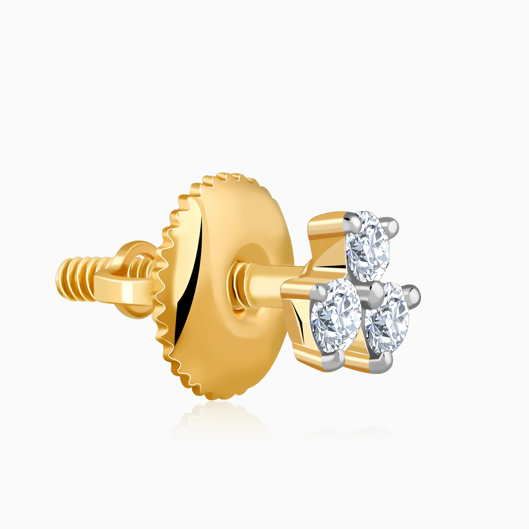 Gold Clover Lab Grown Diamond Stud Earrings - Image 4
