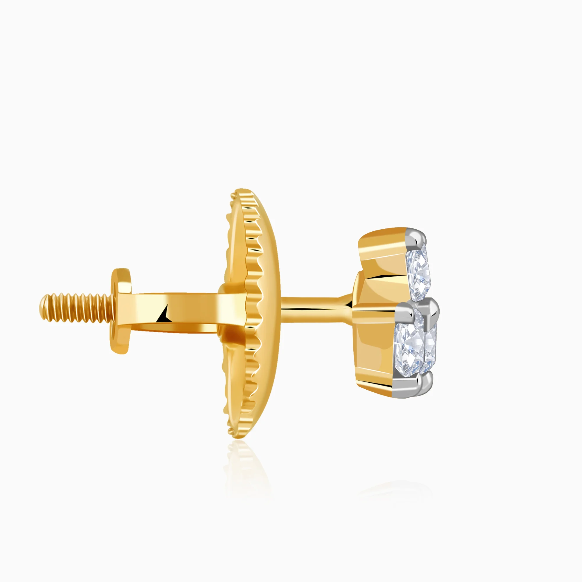 Gold Clover Lab Grown Diamond Stud Earrings - Image 5