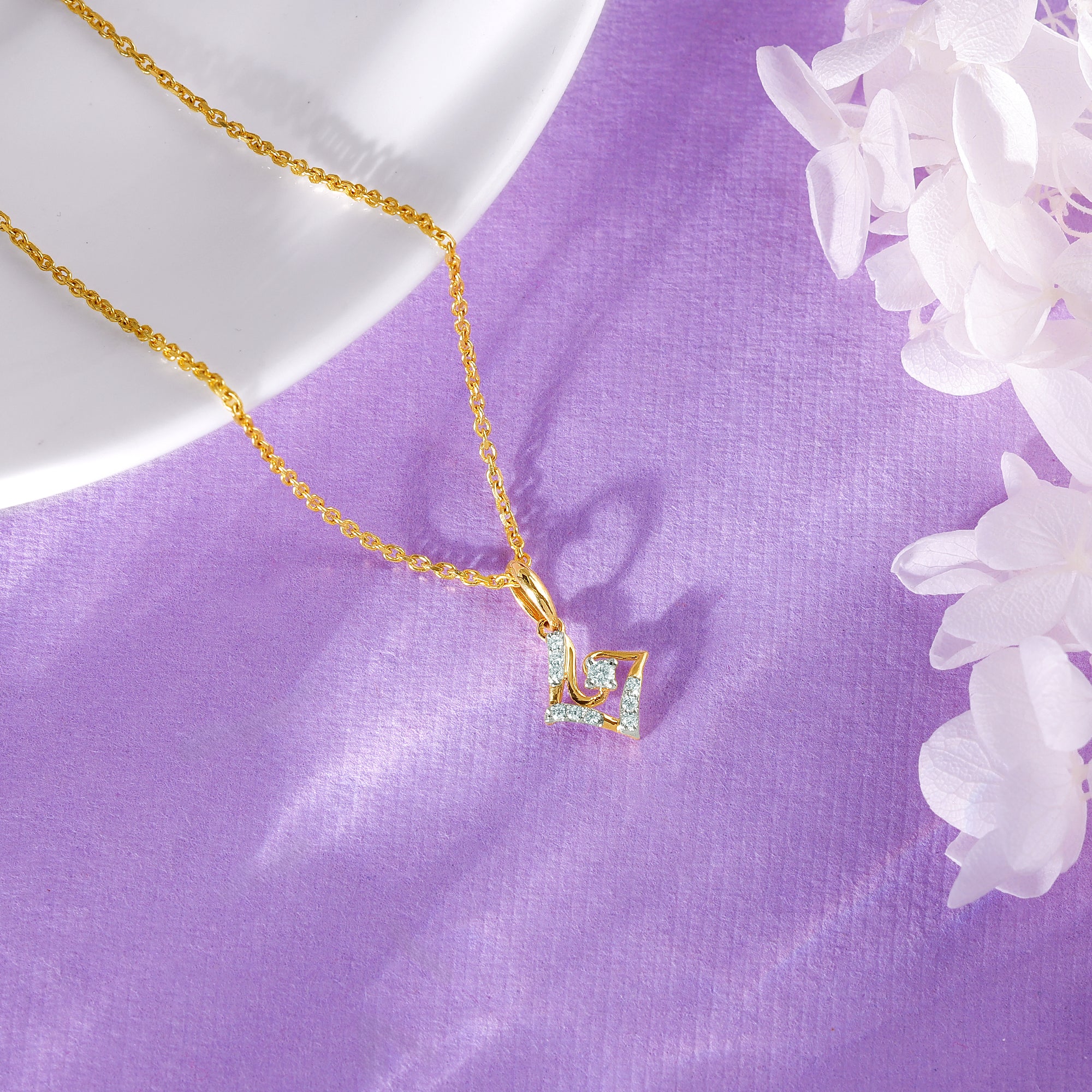 Gold Cradle Diamond Pendant - Image 2