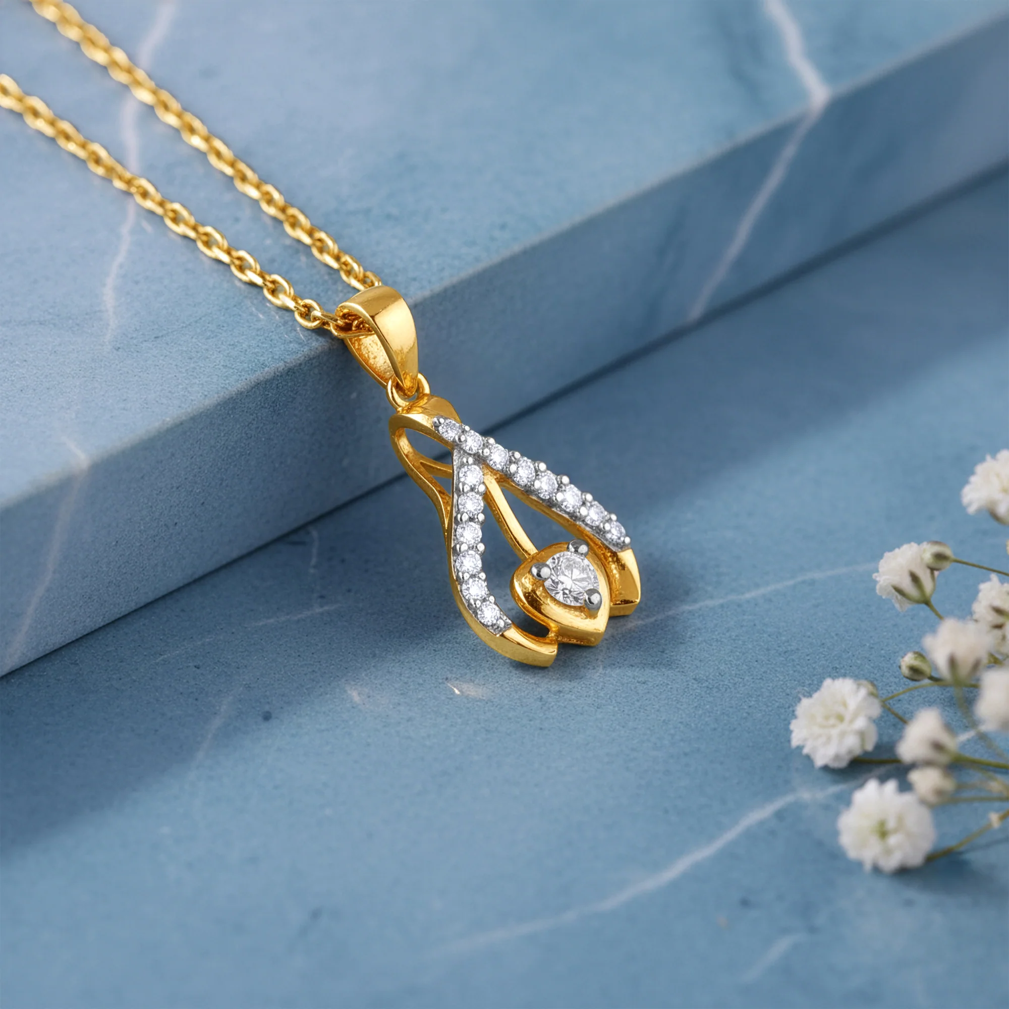 Gold Crocus Love Lab Grown Diamond Pendant - Image 2