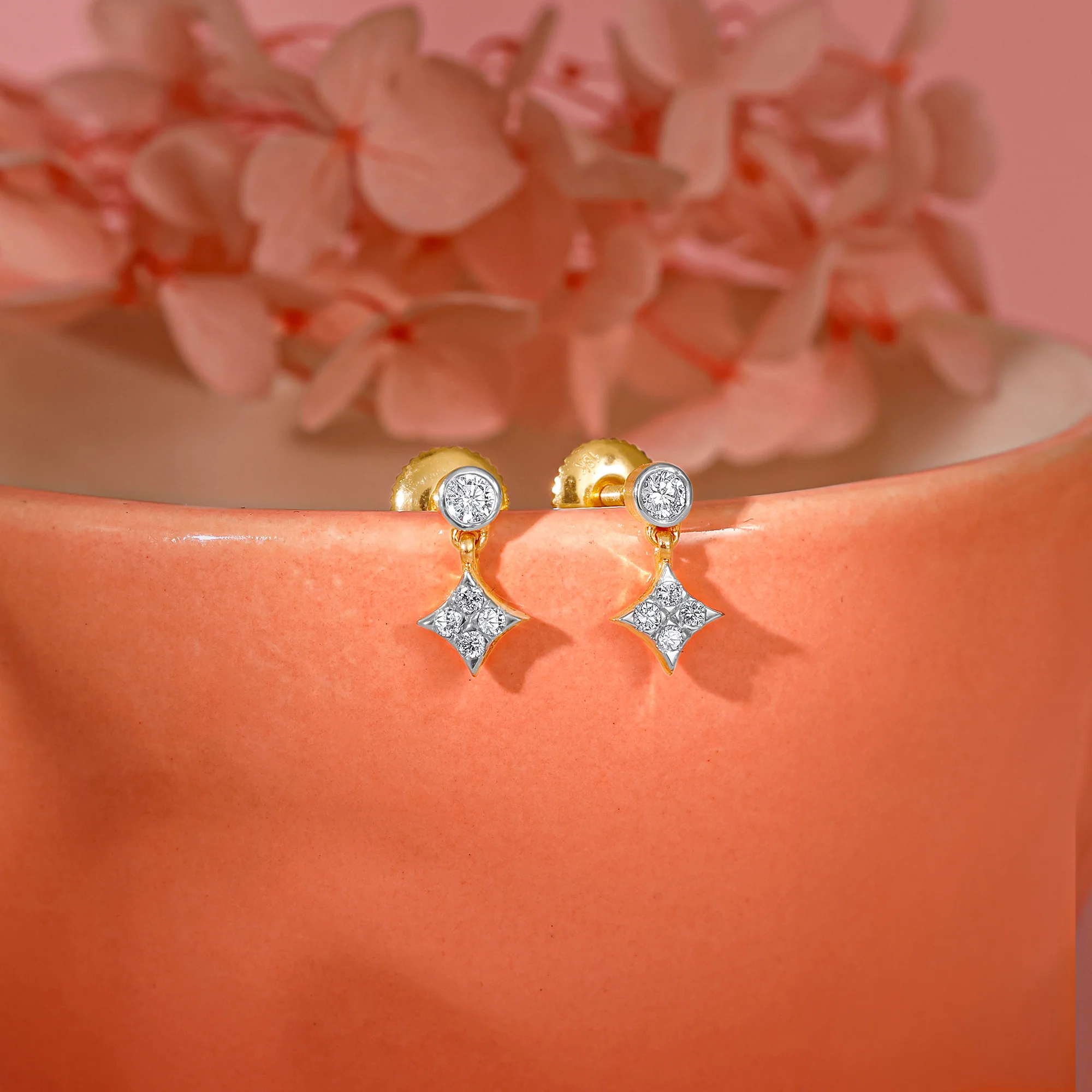 Gold Cubic Glow Diamond Earrings - Image 2