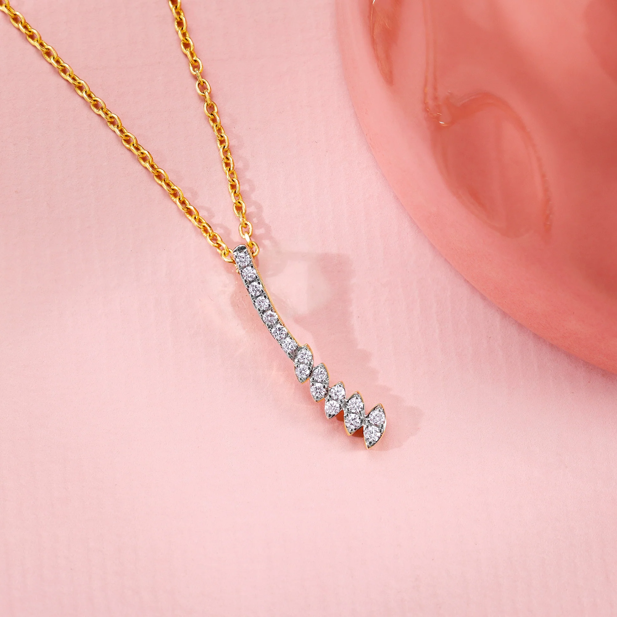 Gold Curve Lab Grown Diamond Pendant - Image 2