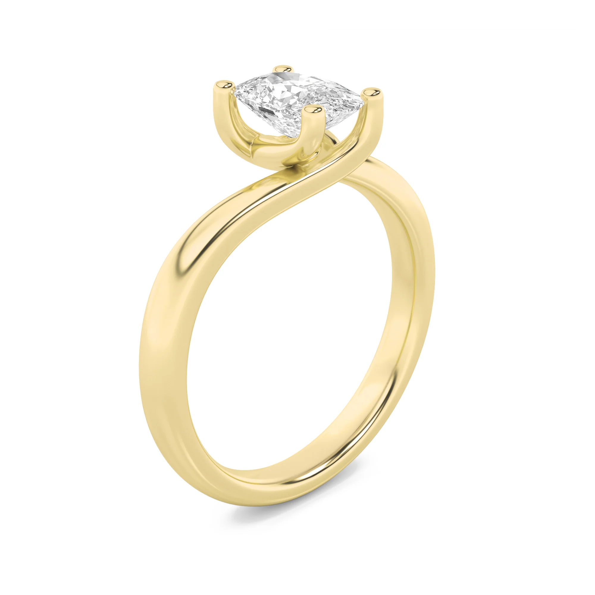Gold Cushion Cut Solitaire Diamond Ring - Image 2