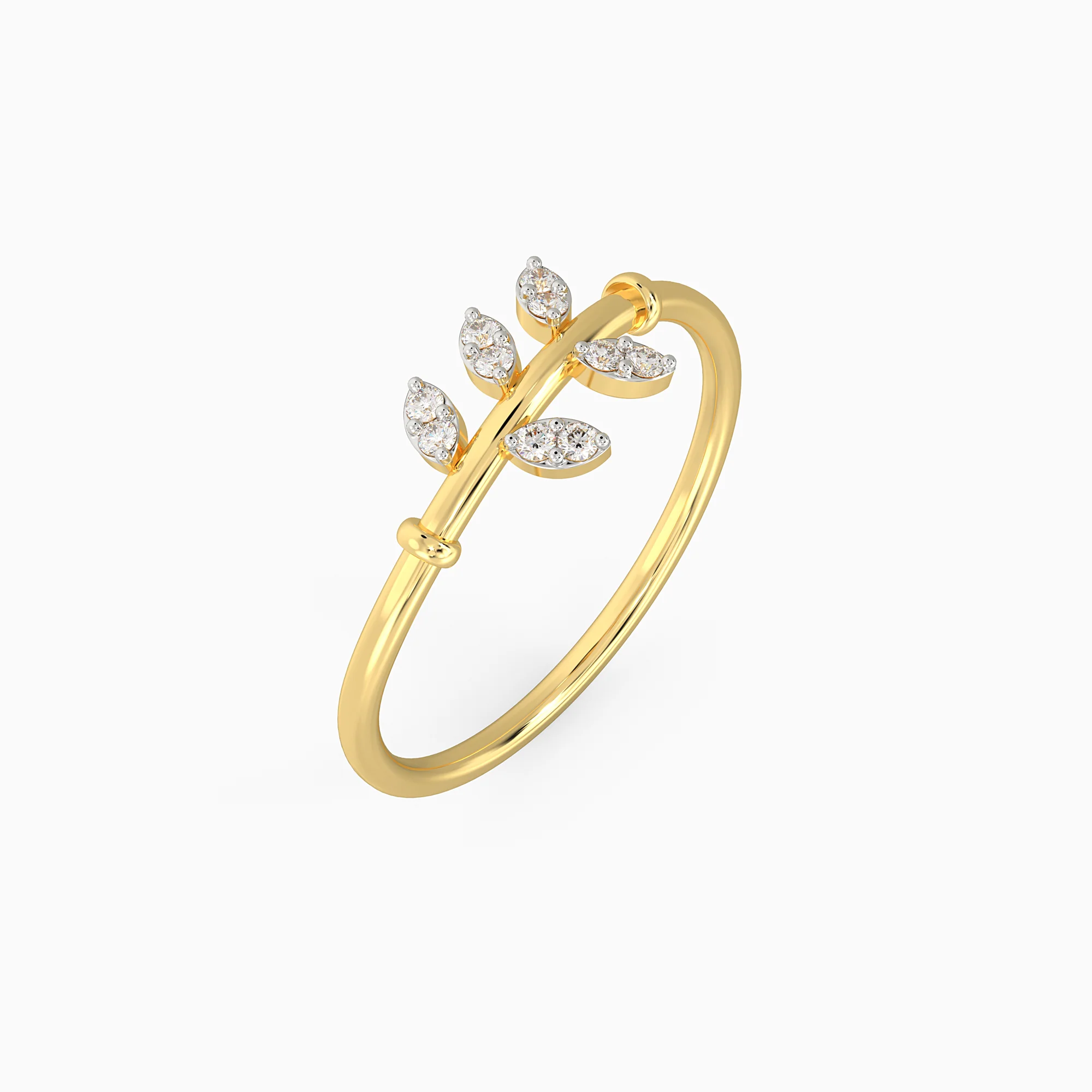 Gold Leaves Diamond Ring - Image 5