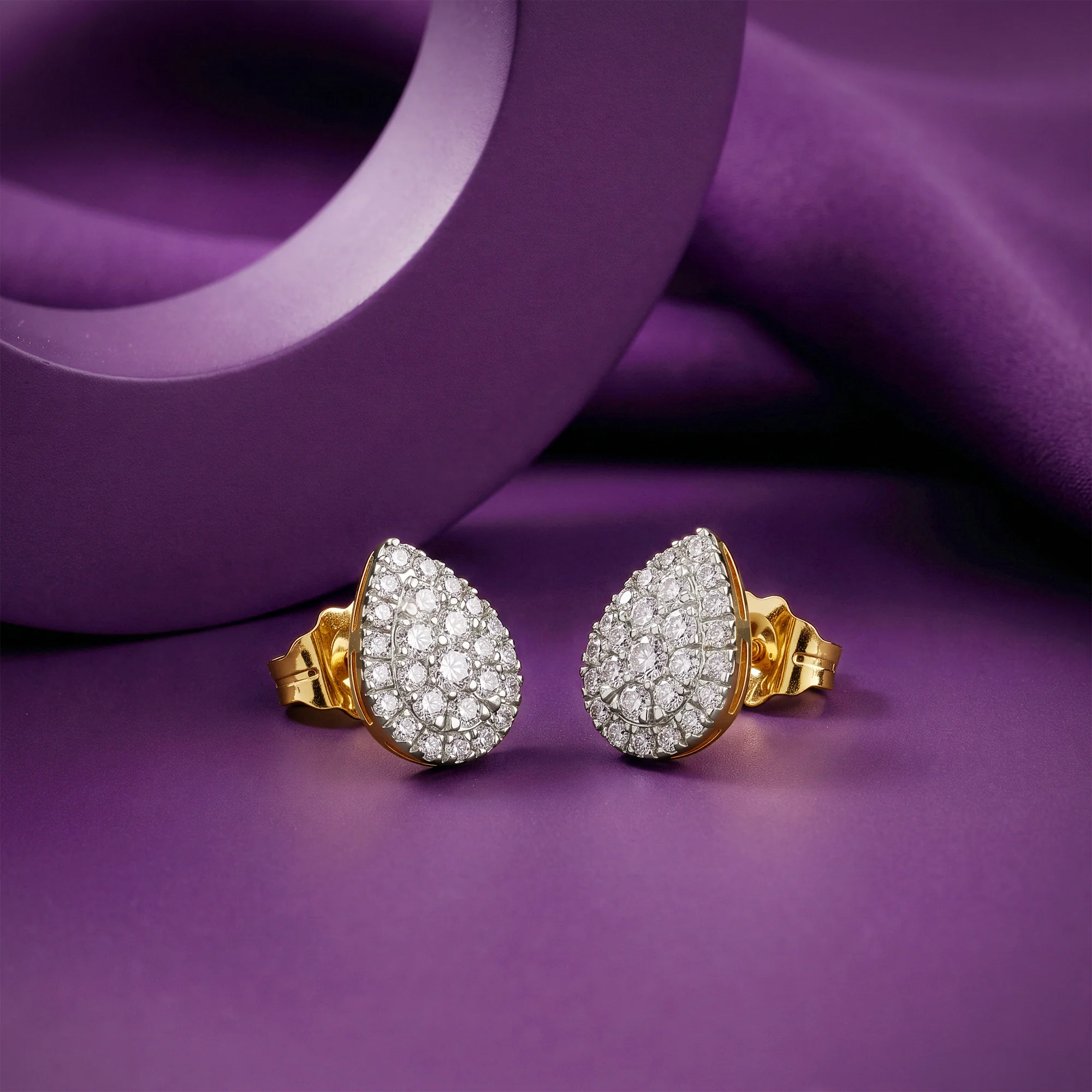 Gold Drape Lab Grown Diamond Earrings - Image 2
