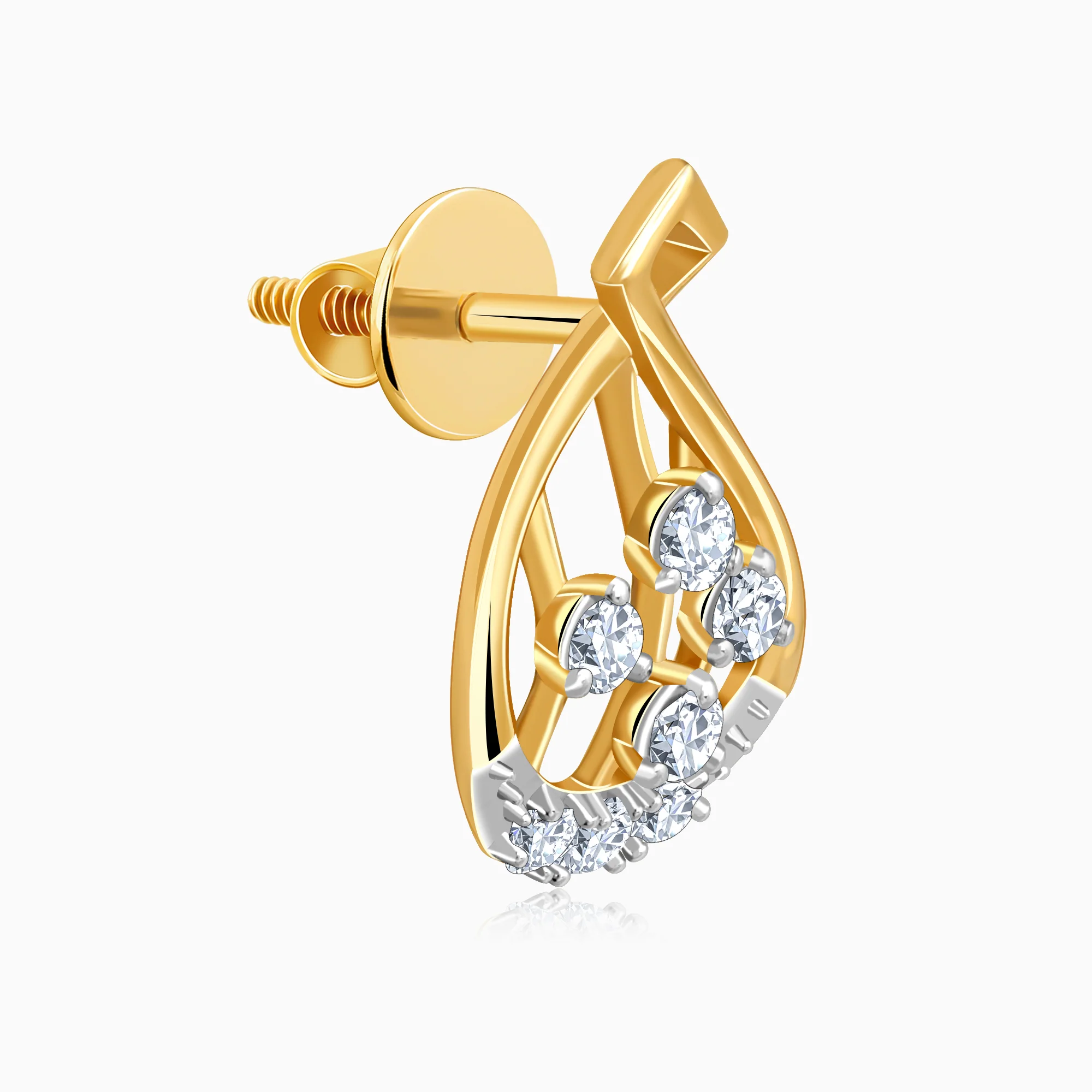 Gold Dropping Ray Lab Grown Diamond Earrings - Image 4