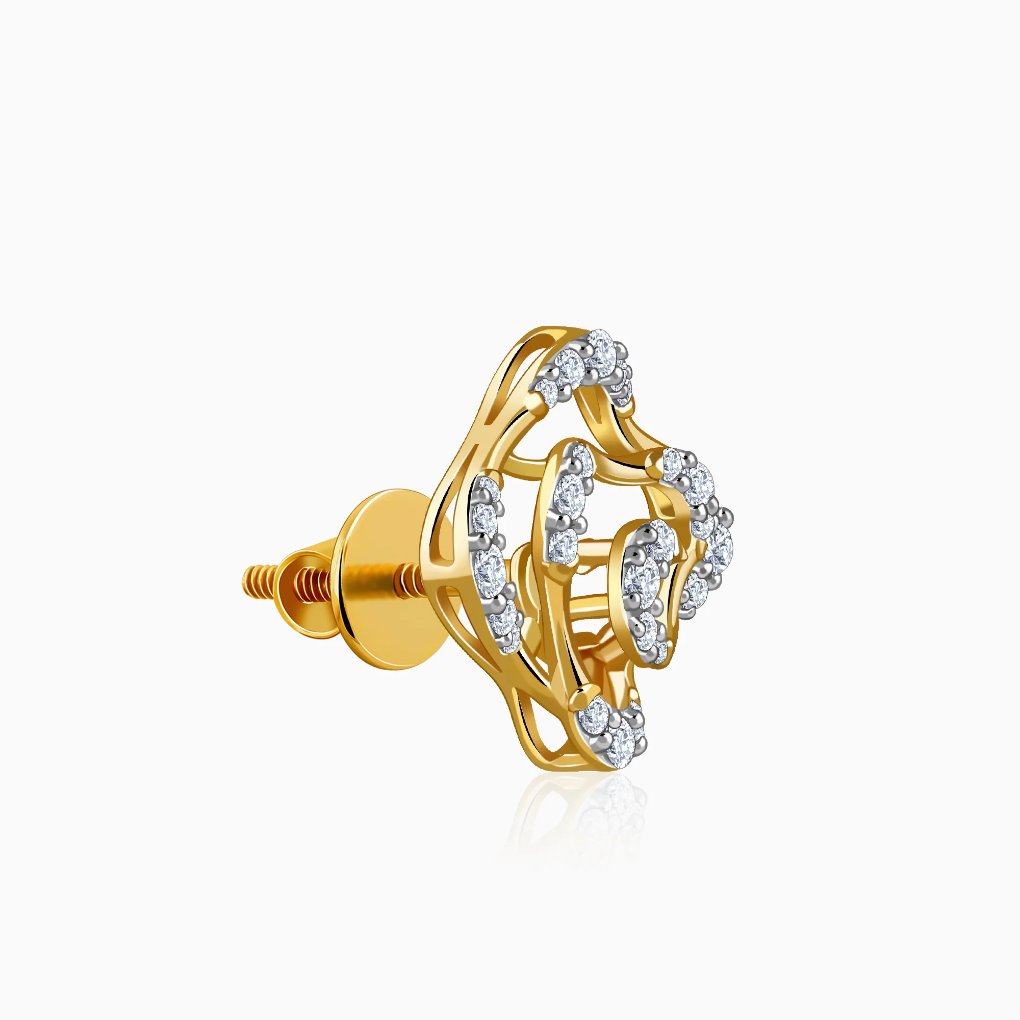 Gold Elan Clover Lab Grown Diamond Earrings - Image 4