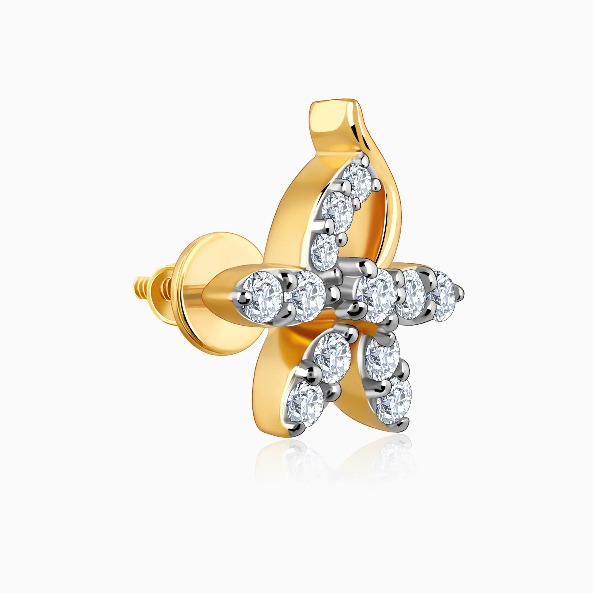 Gold Elegant Flora Diamond Earrings - Image 4