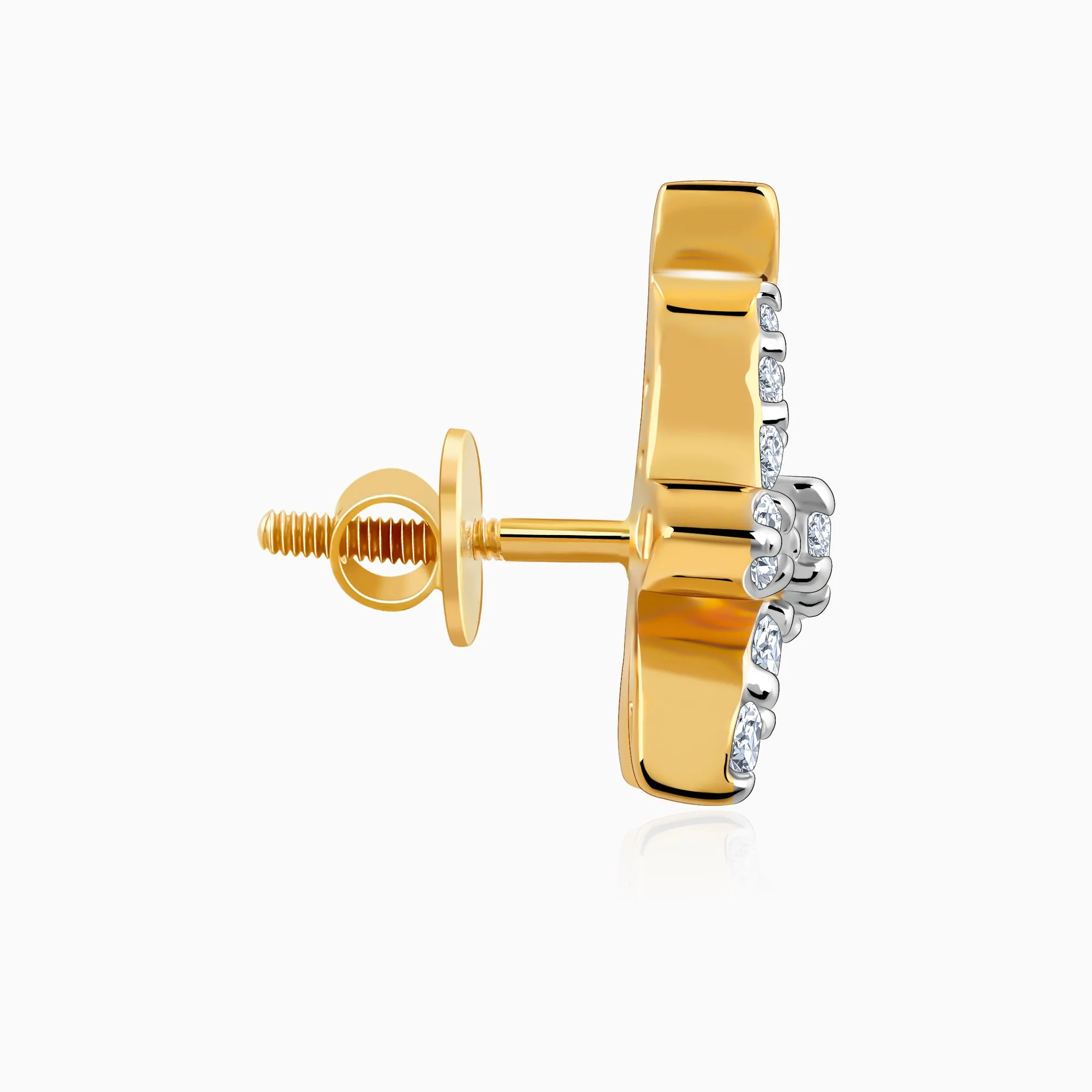 Gold Elegant Flora Diamond Earrings - Image 5