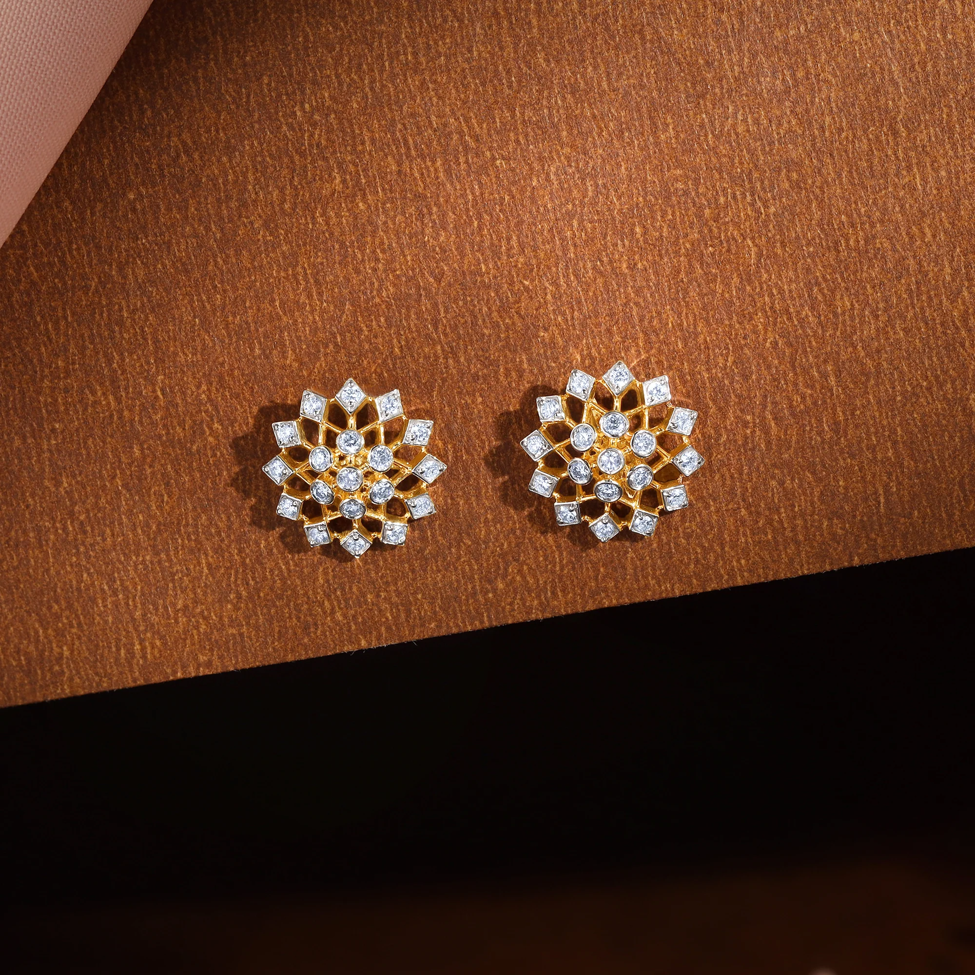 Gold Elegant Starbust Lab Grown Diamond Earrings - Image 2