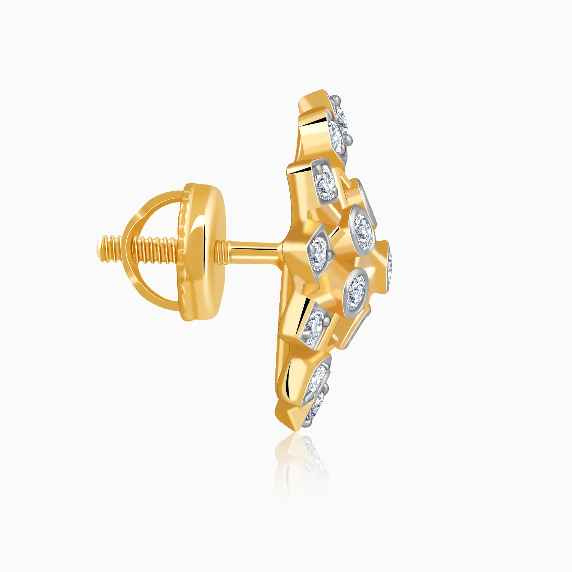 Gold Elegant Starbust Lab Grown Diamond Earrings - Image 5