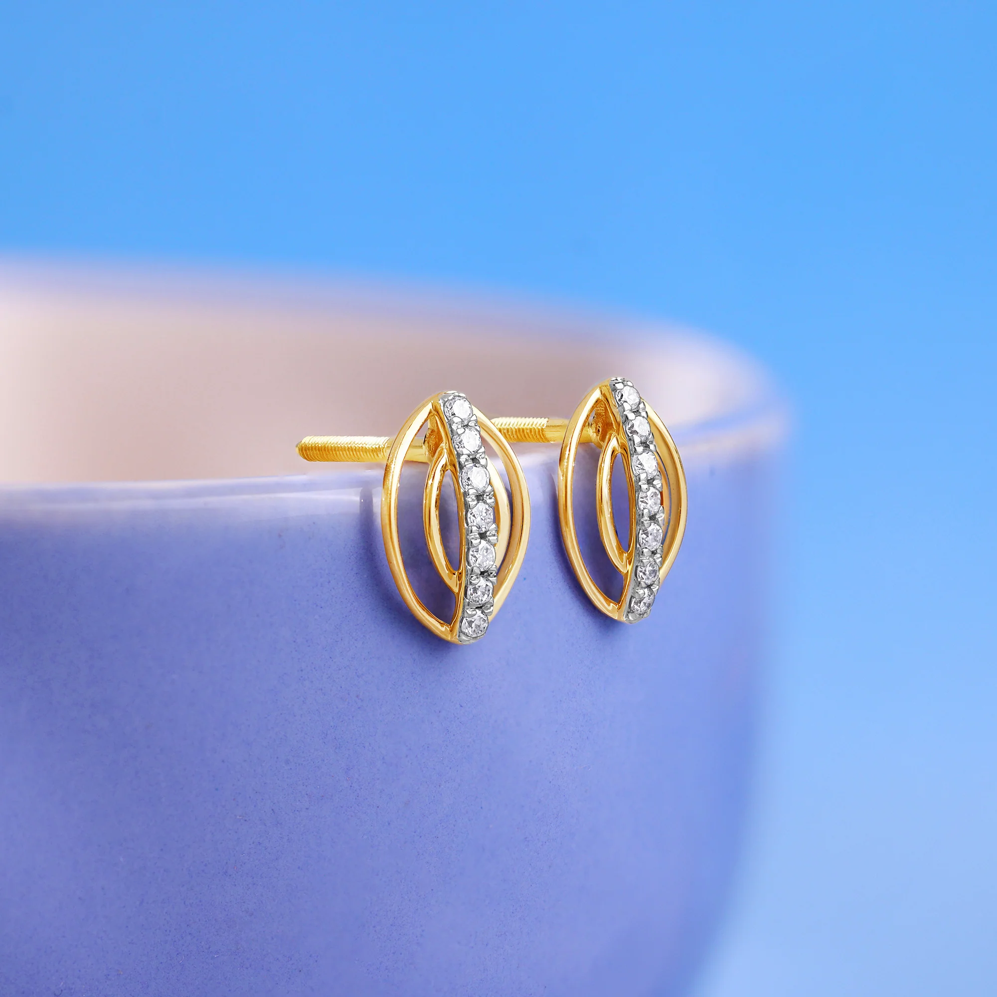 Gold Ellipse Glow Lab Grown Diamond Earrings - Image 2